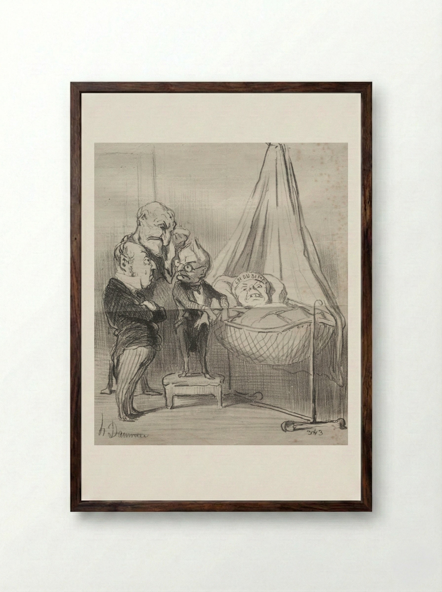 No doubt, she is very ill!... - Honoré Daumier - Framed Print Dark Wood