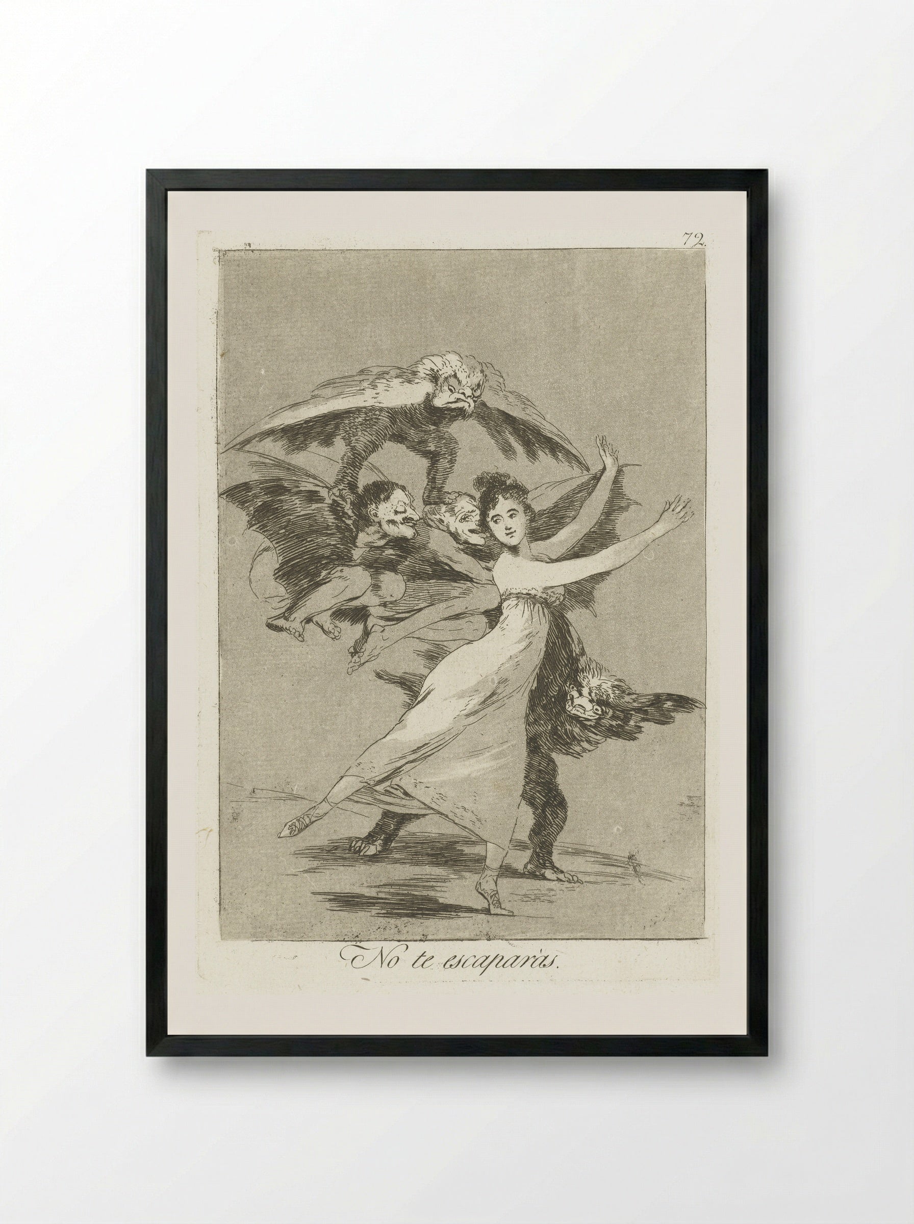 No te escaparás - Francisco de Goya - Framed Print Black