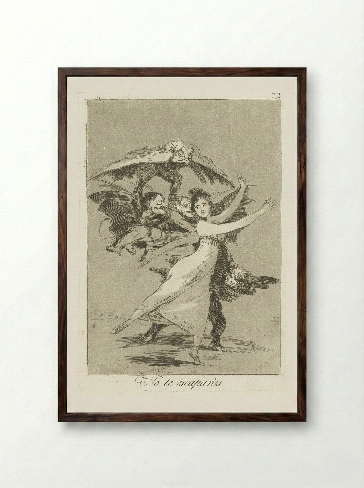 No te escaparás - Francisco de Goya - Framed Print Dark Wood