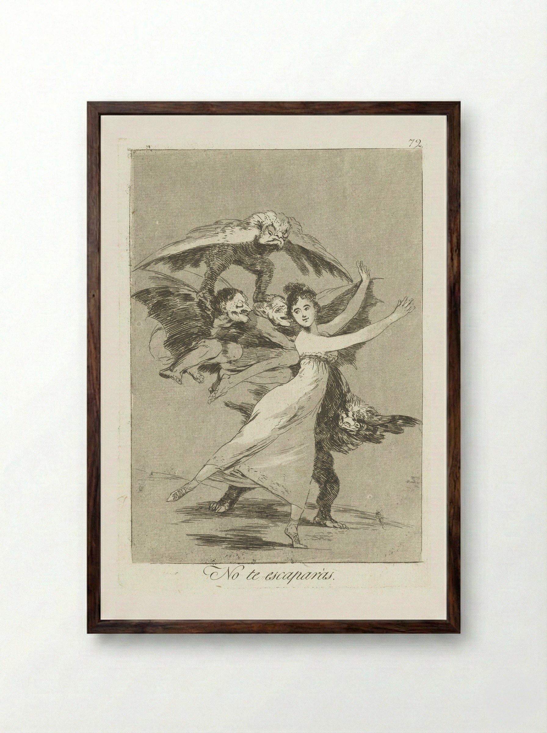No te escaparás - Francisco de Goya - Framed Print Dark Wood