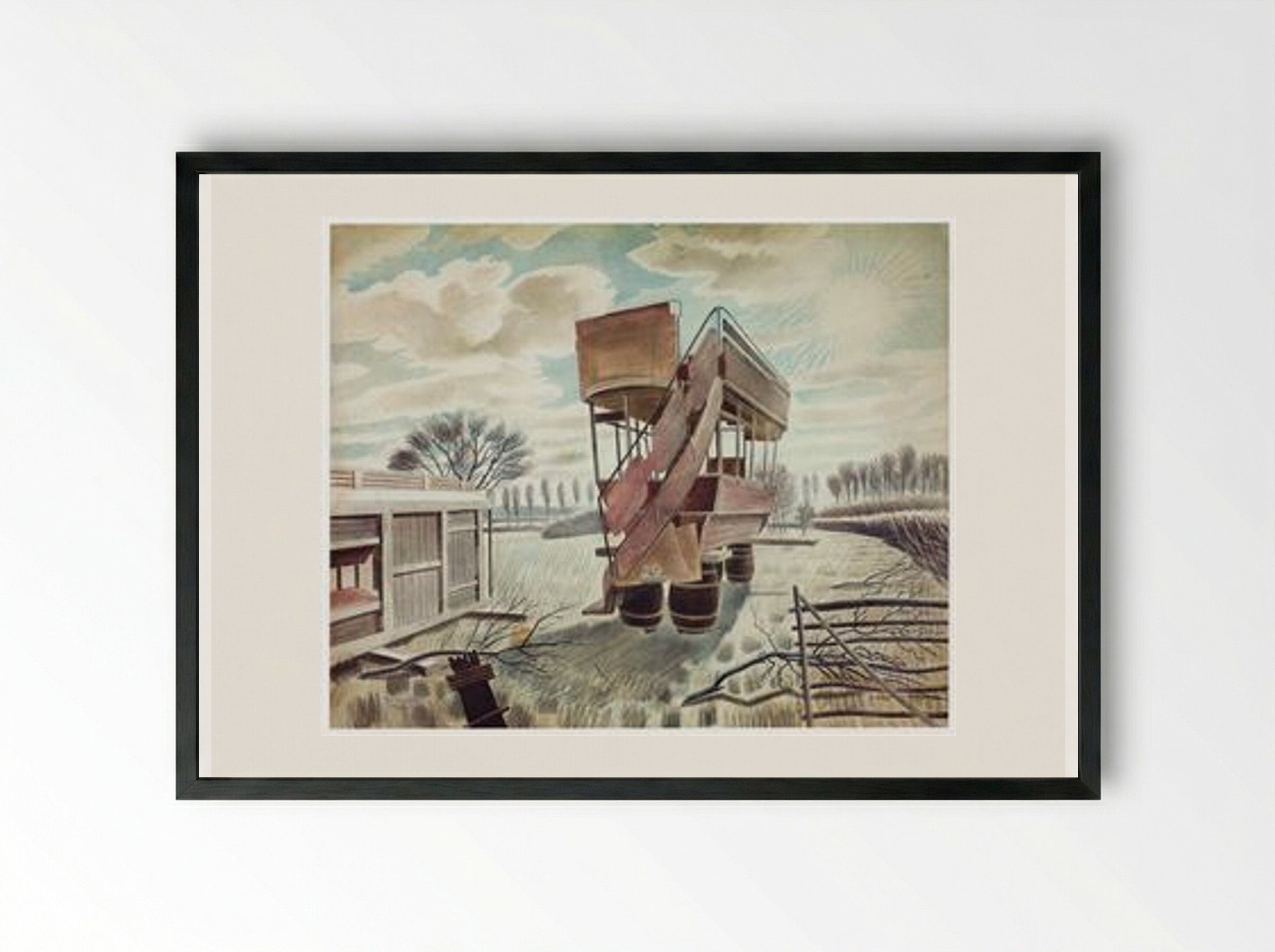 No. 29 Bus - Eric Ravilious - Framed Print Black