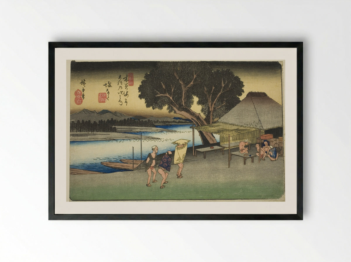 No. 24: Shionata - Utagawa Hiroshige - Framed Print Black