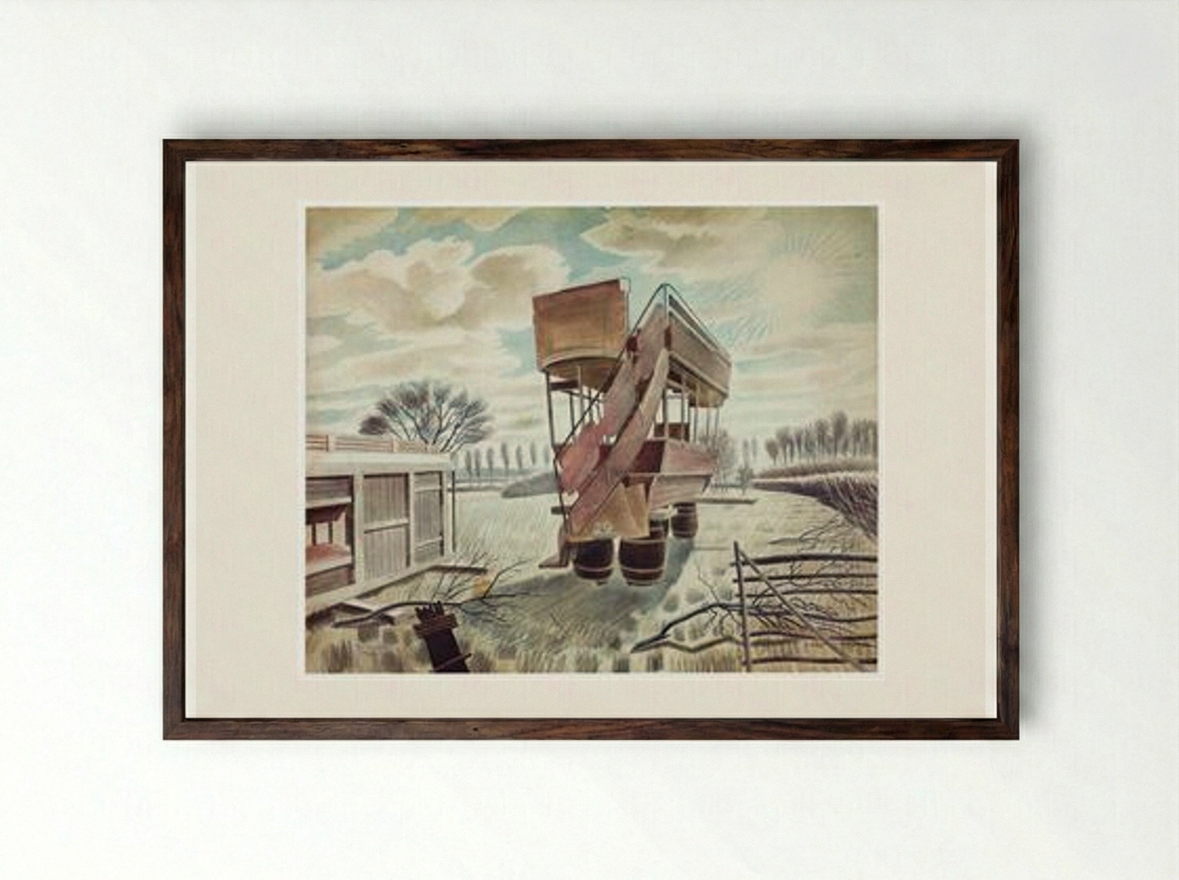 No. 29 Bus - Eric Ravilious - Framed Print Dark Wood