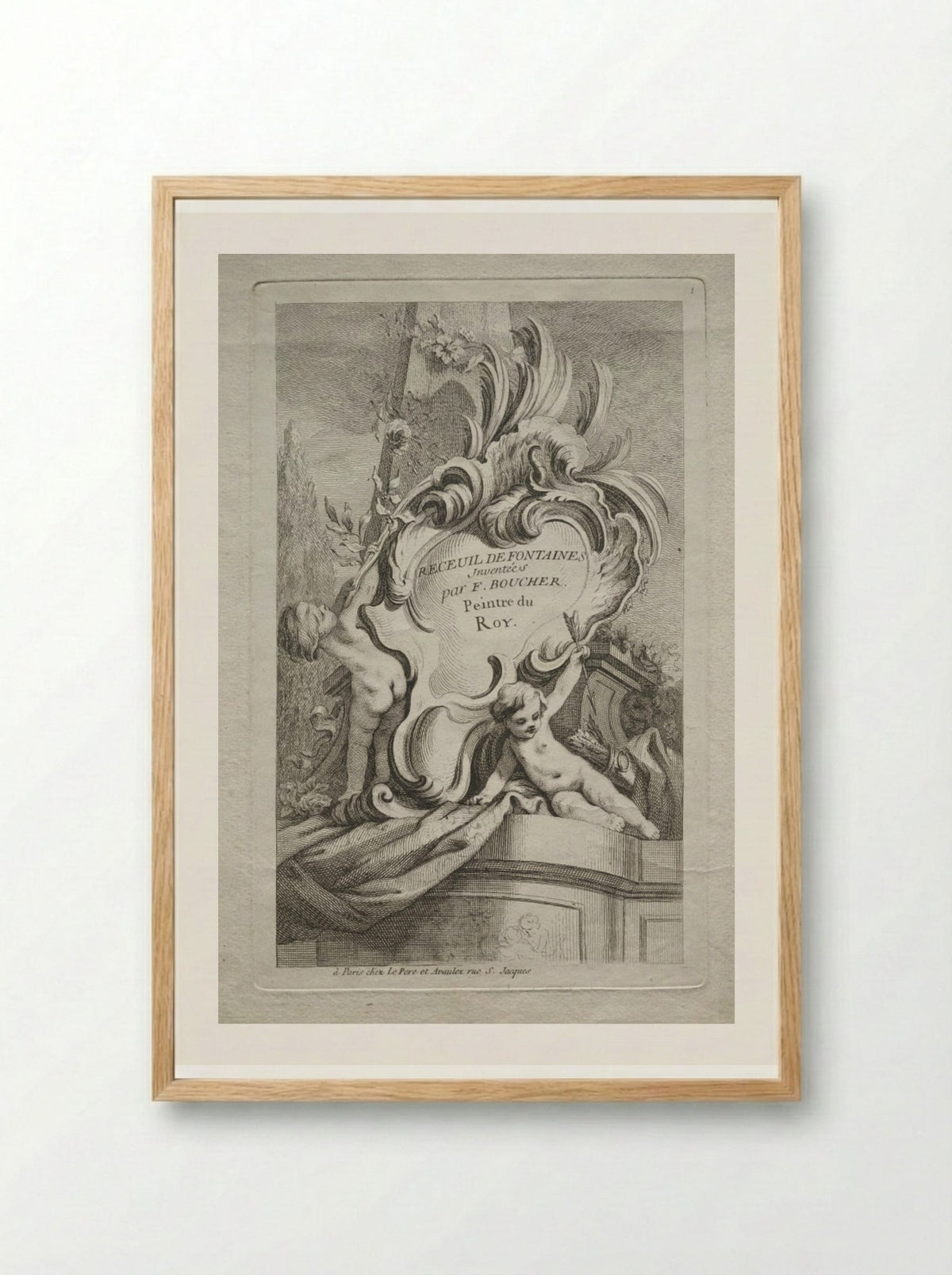 No. 1: Title Page (Recueil de Fontaines) - Gabriel Huquier - Framed Print Wood