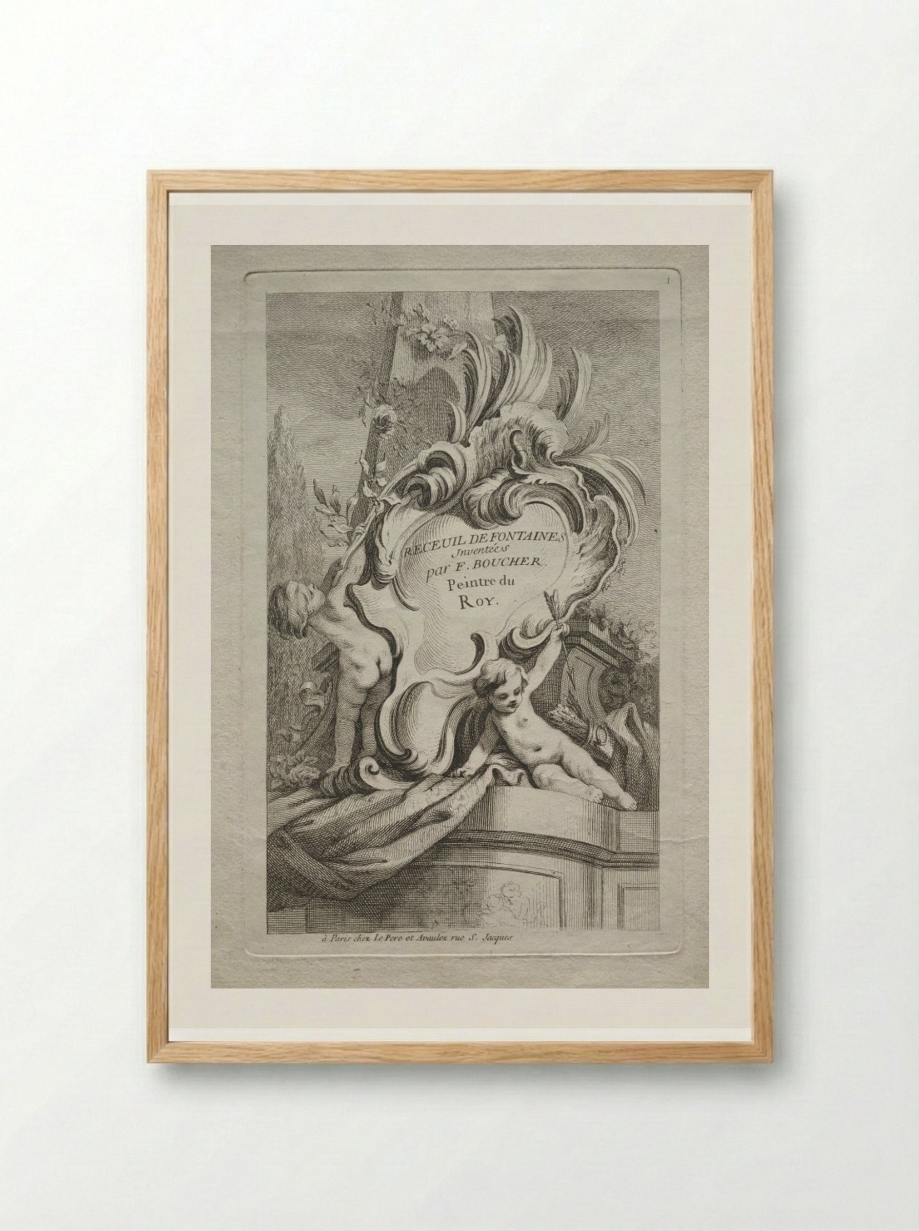 No. 1: Title Page (Recueil de Fontaines) - Gabriel Huquier - Framed Print Wood
