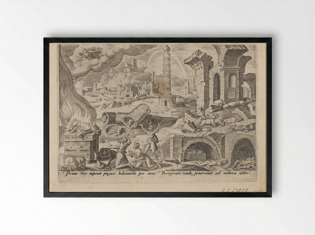 Noah's Sacrifice - Philips Galle - Framed Print Black