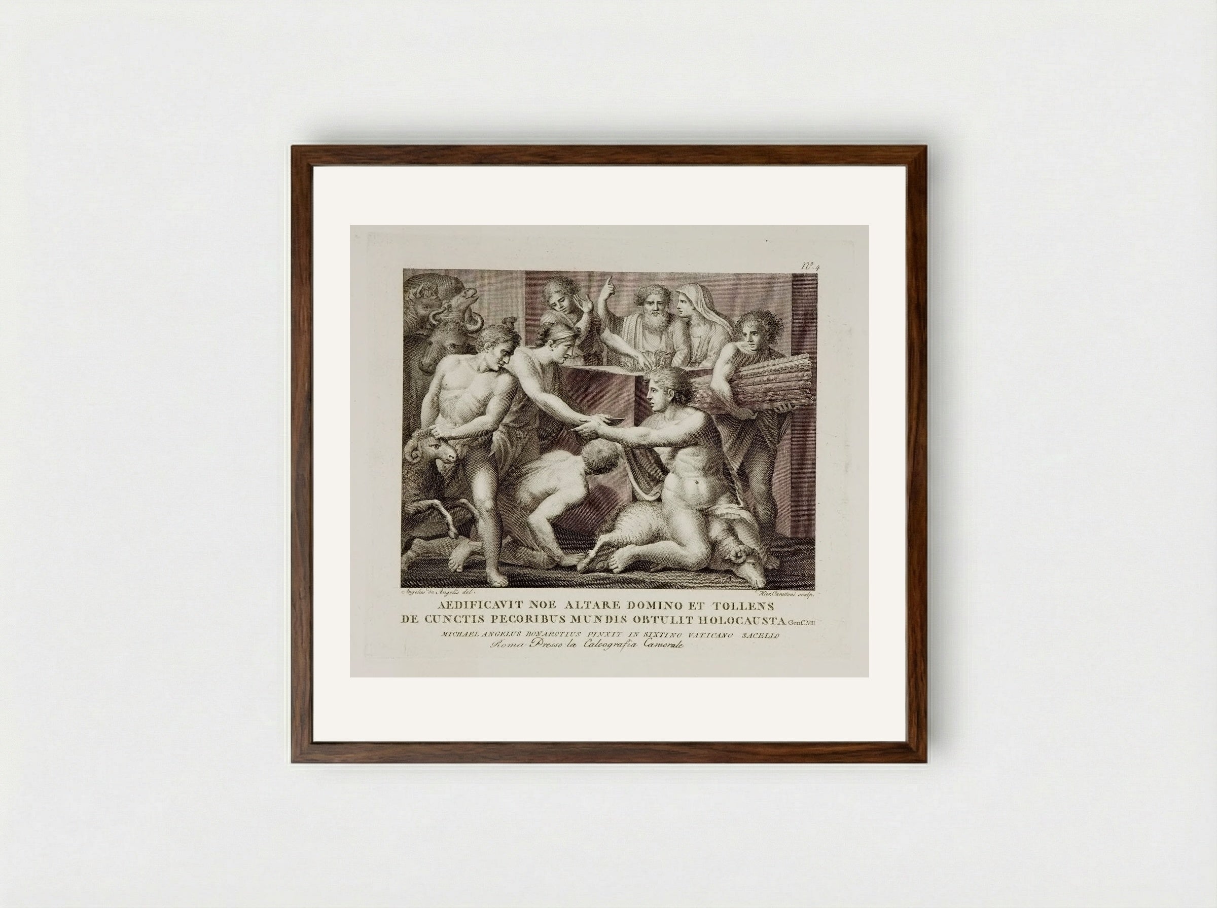 Noah's Sacrifice - Domenico Cunego - Framed Print Dark Wood