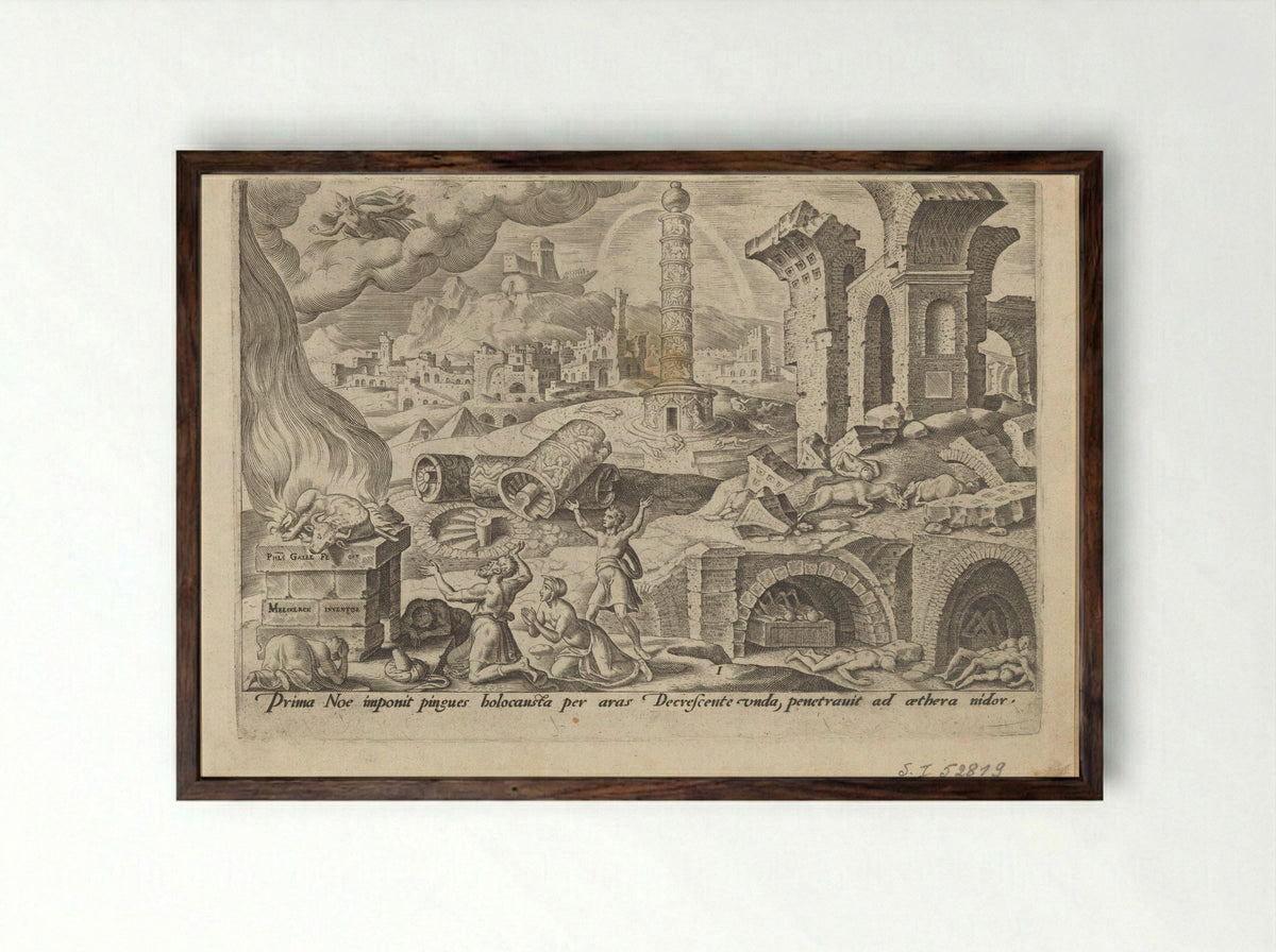 Noah's Sacrifice - Philips Galle - Framed Print Dark Wood