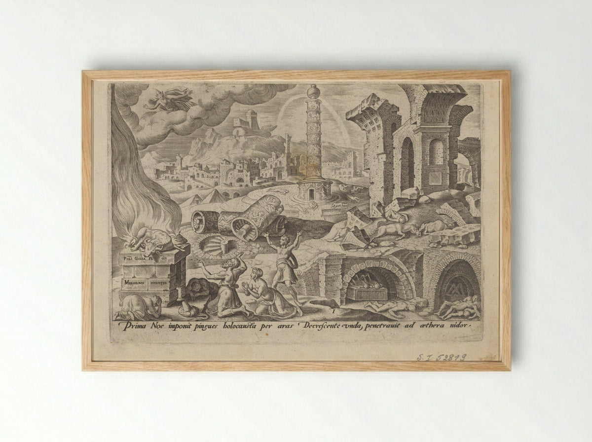 Noah's Sacrifice - Philips Galle - Framed Print Wood