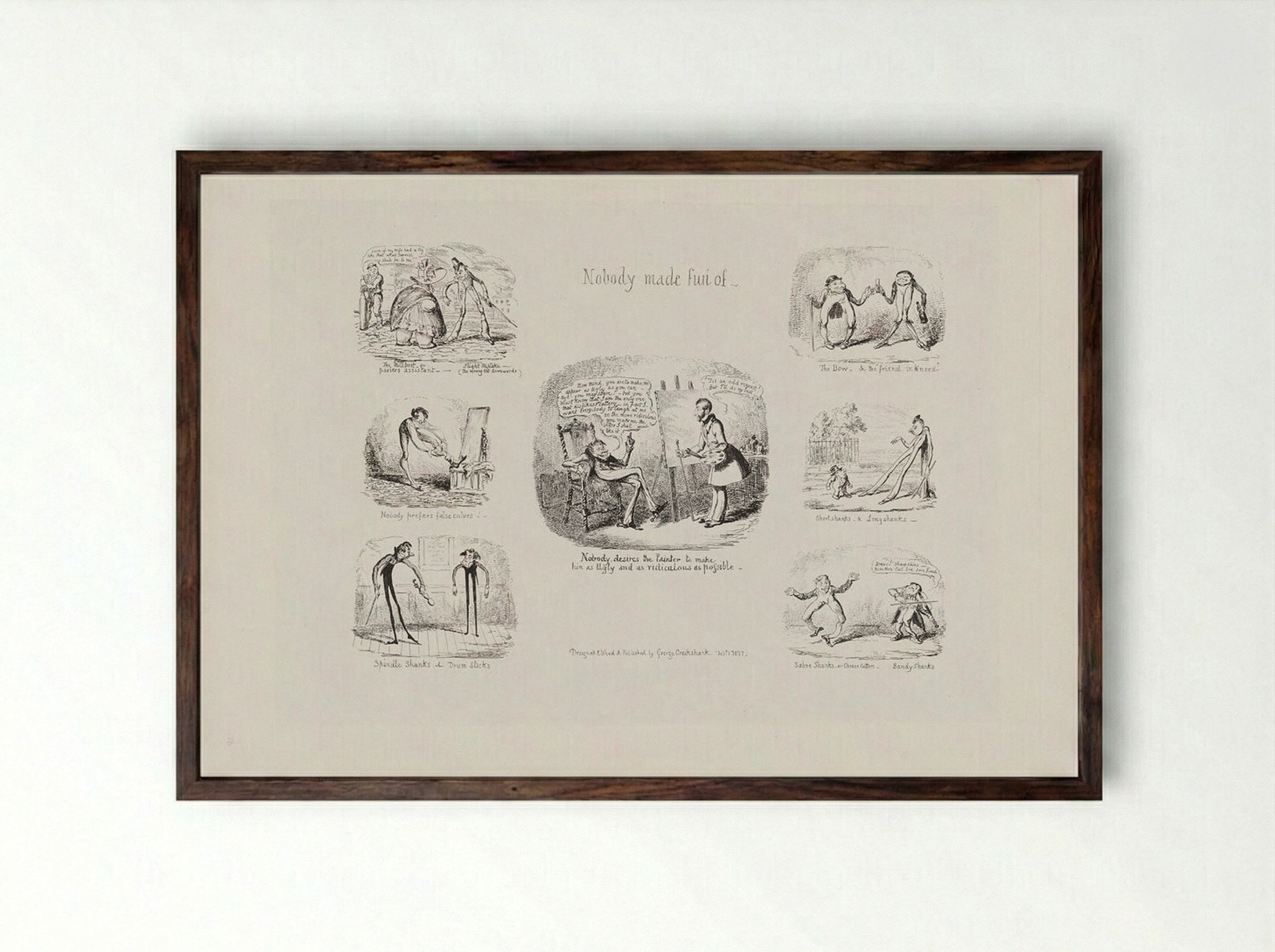 Nobody Made Fun Of - George Cruikshank - Framed Print Dark Wood
