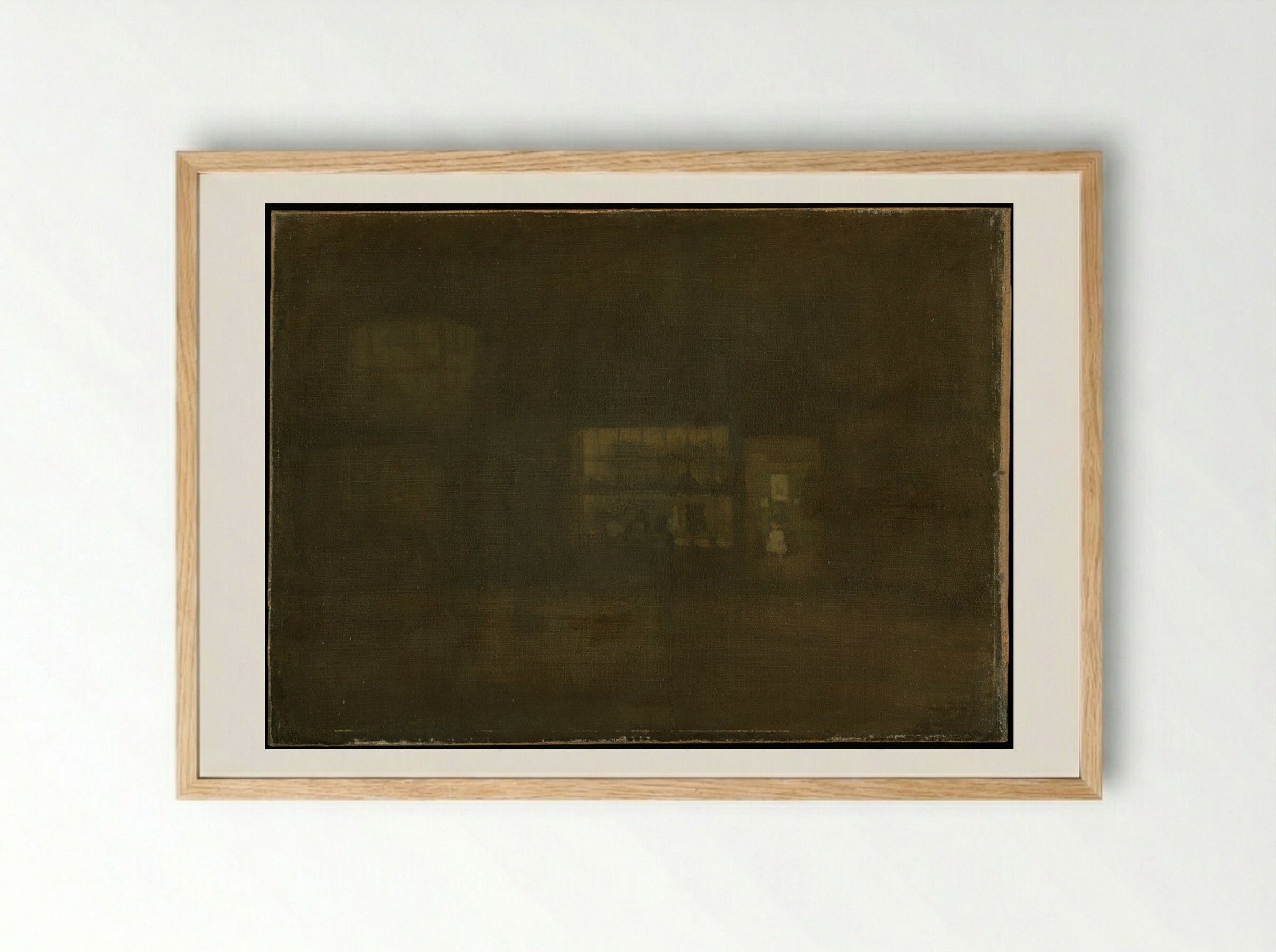 Nocturne in Black and Gold: Rag Shop, Chelsea - James Abbott McNeill Whistler - Framed Print Wood