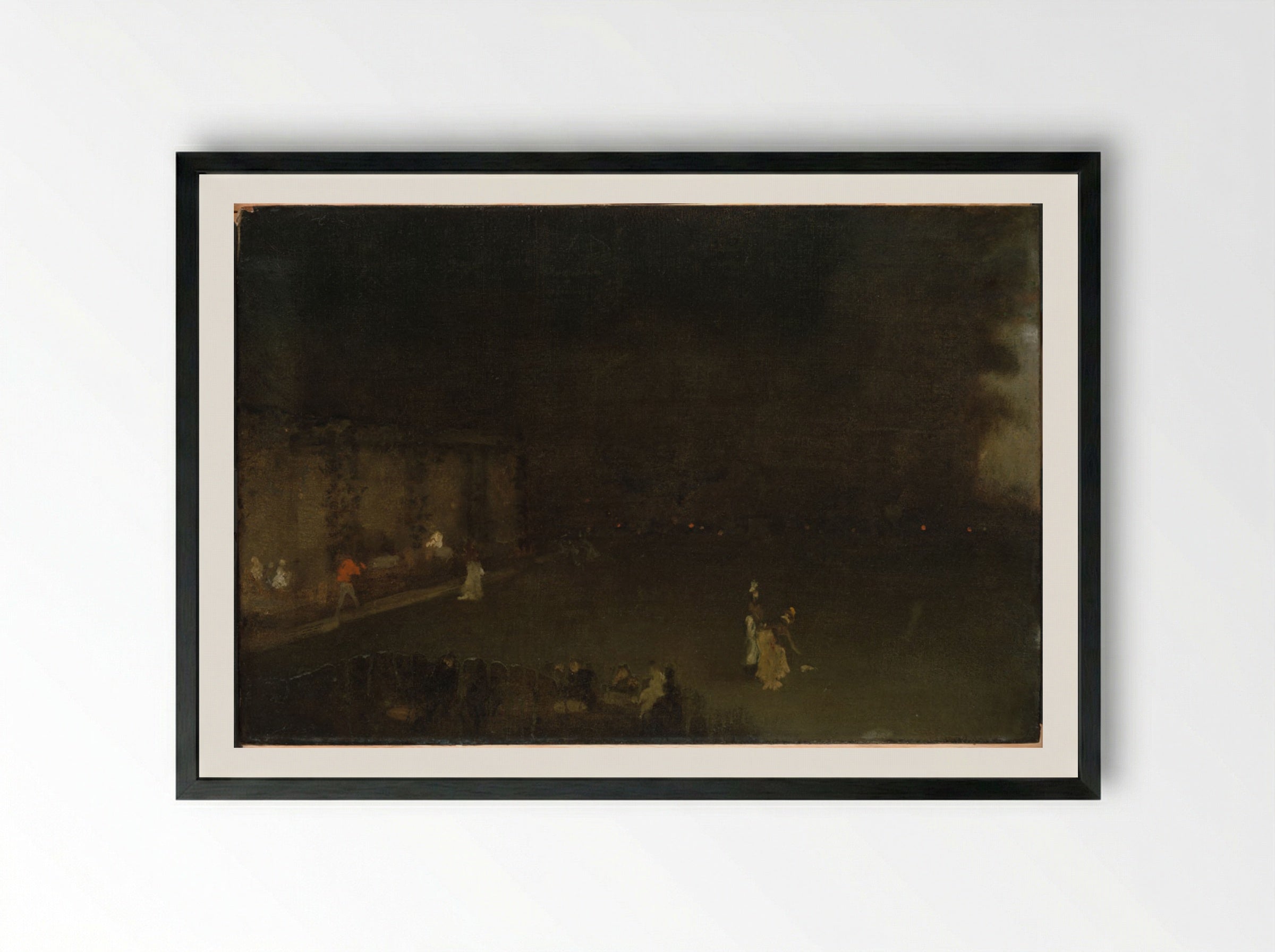 Nocturne in Black and Gold: The Gardens - James Abbott McNeill Whistler - Framed Print Black