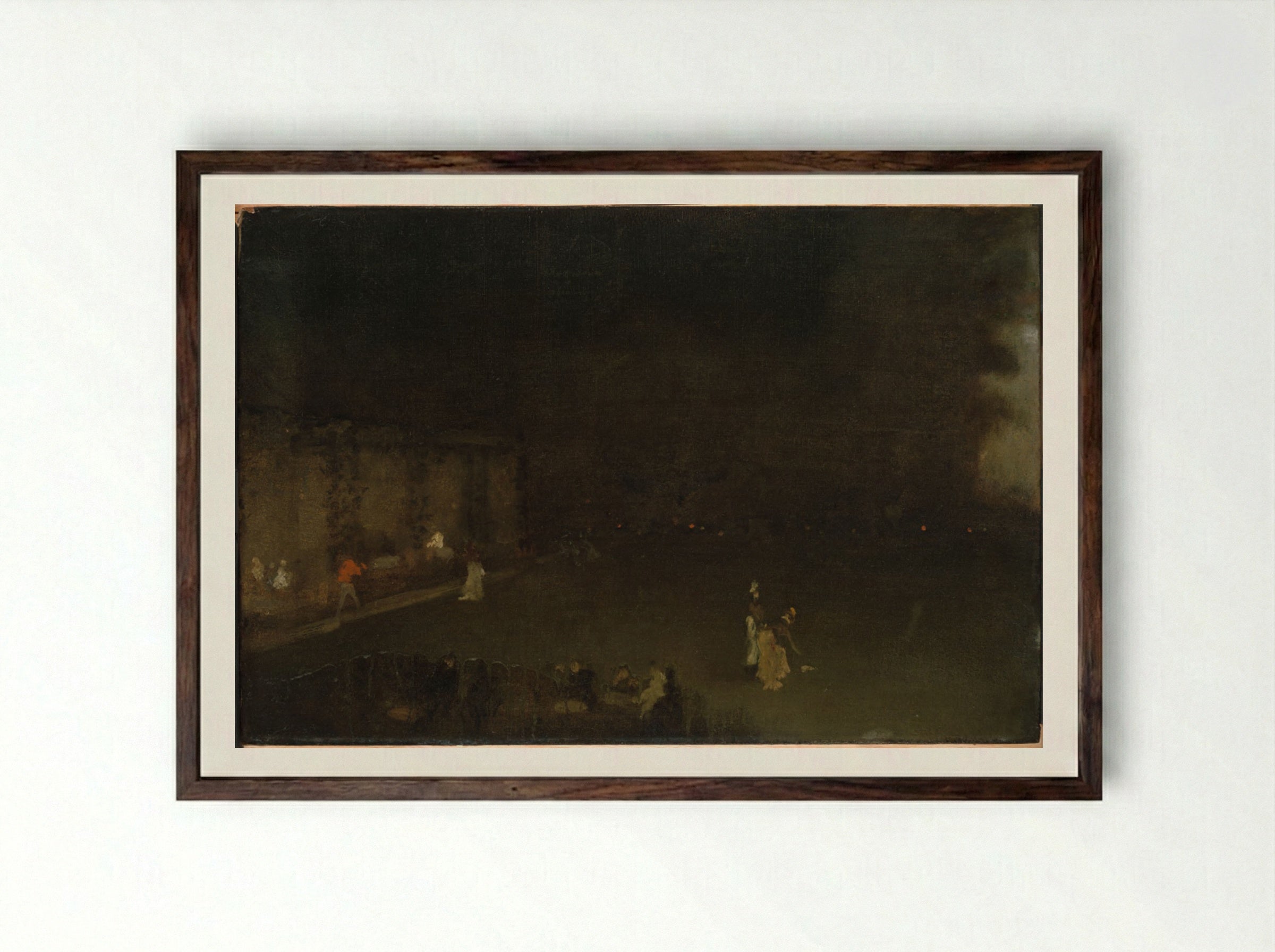 Nocturne in Black and Gold: The Gardens - James Abbott McNeill Whistler - Framed Print Dark Wood