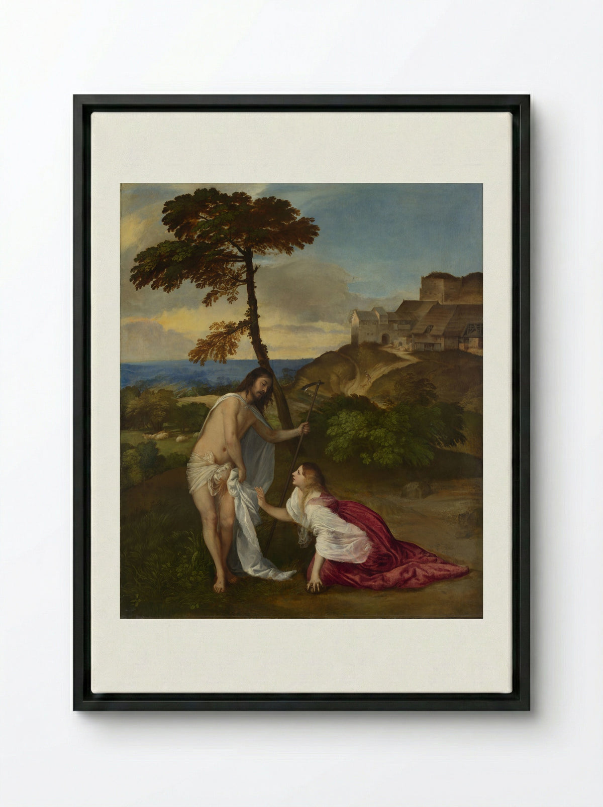 Noli me tangere - Titian - Framed Canvas Black