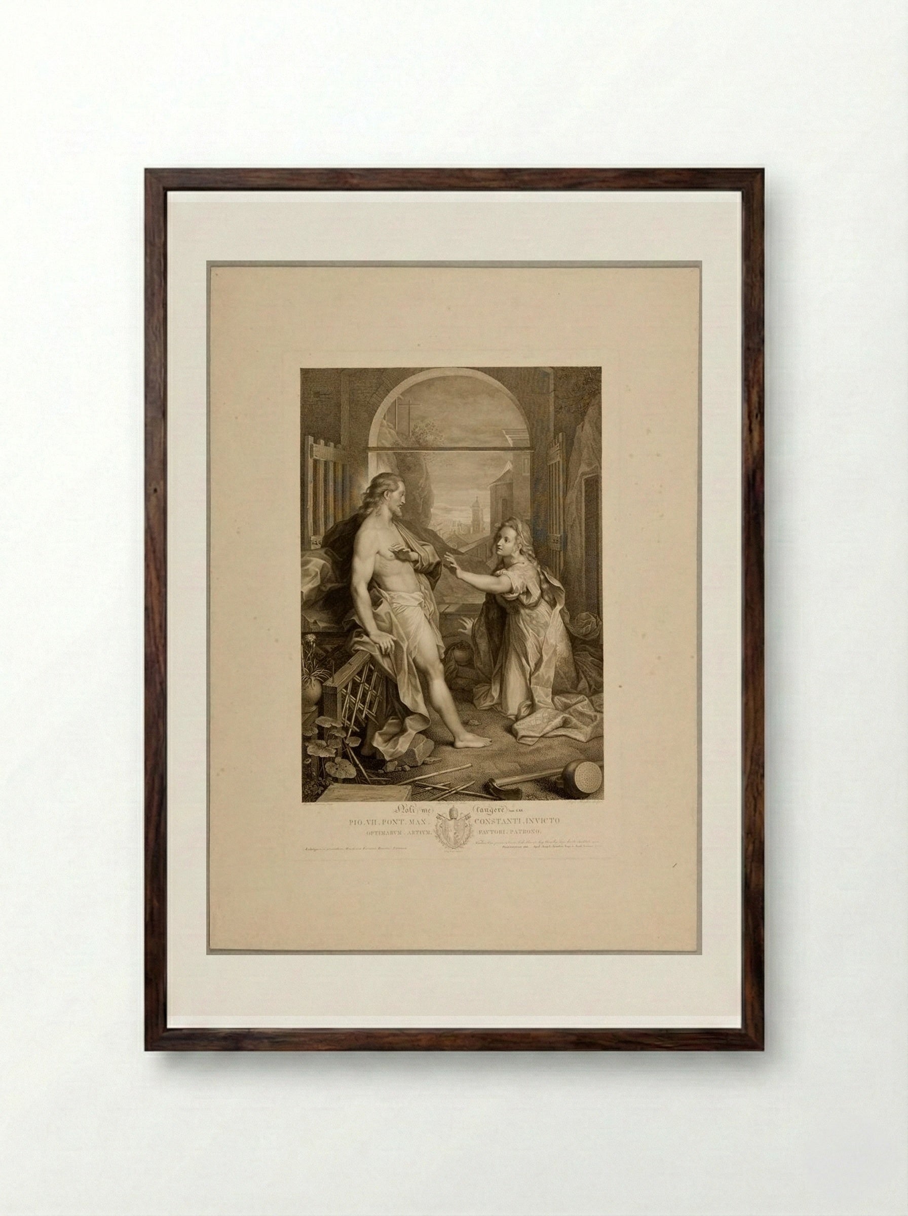 Noli me tangere - Raphael Morghen - Framed Print Dark Wood