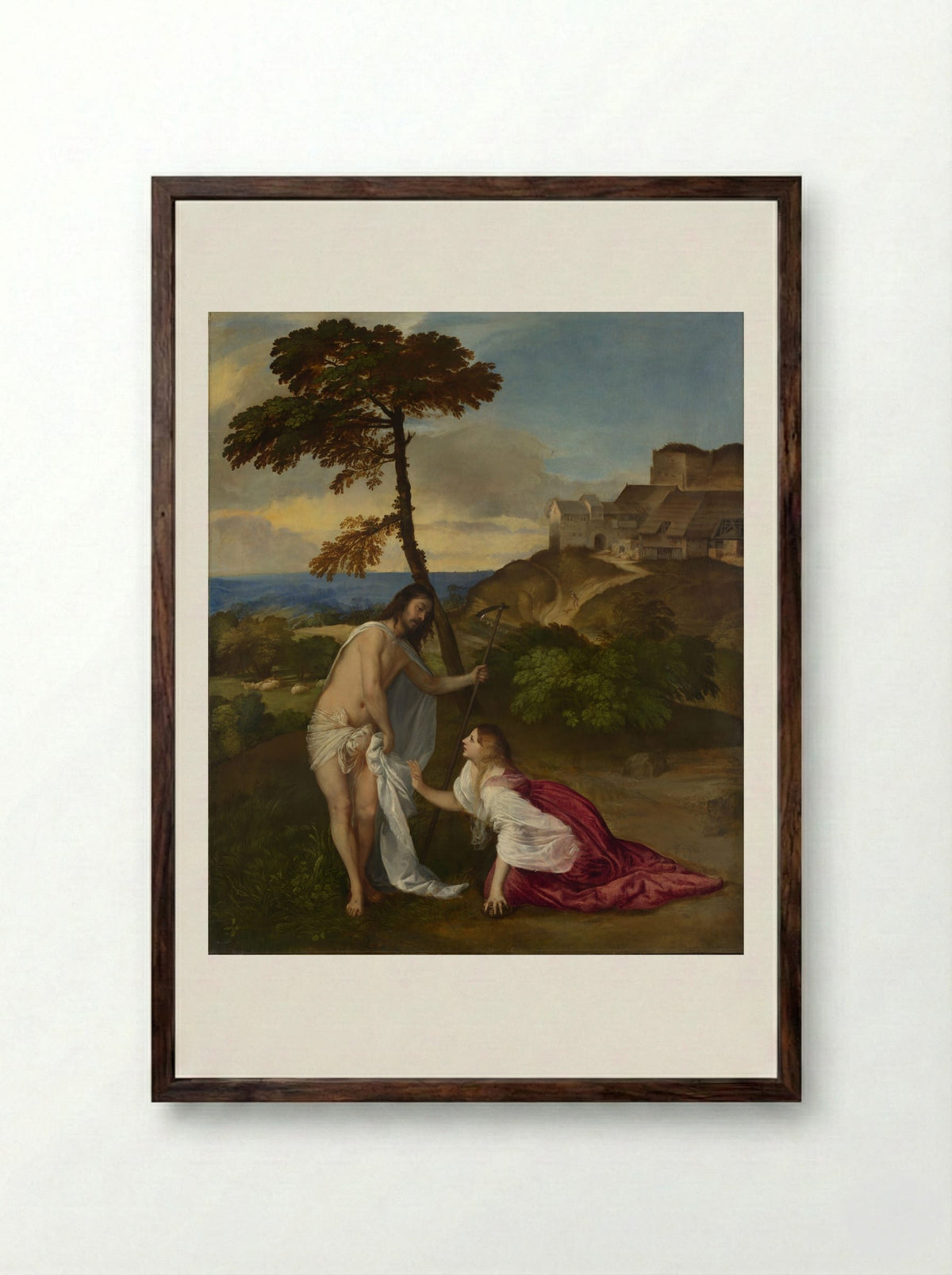 Noli me tangere - Titian - Framed Print Dark Wood