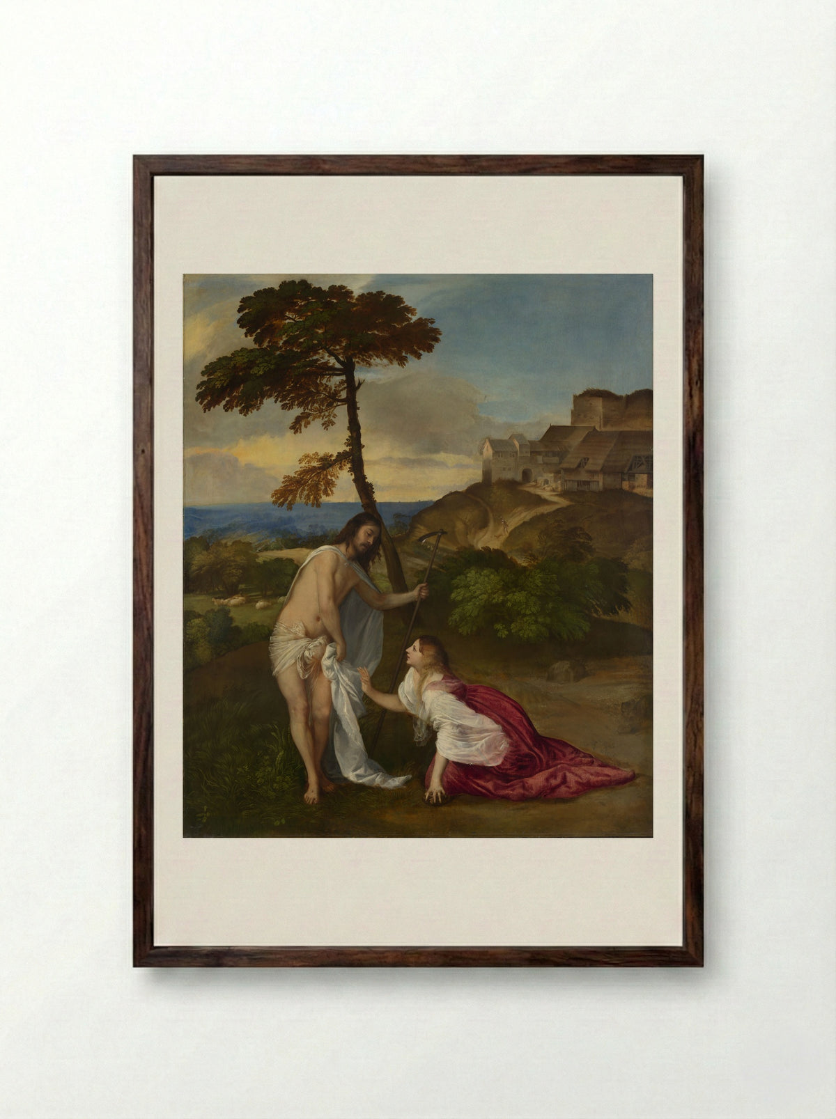 Noli me tangere - Titian - Framed Print Dark Wood