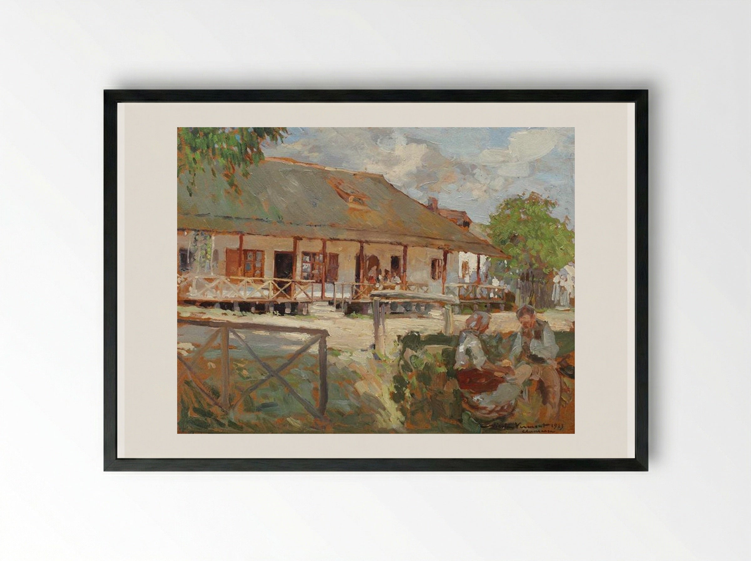 Noon in the Village - Nicolae Vermont - Framed Print Black