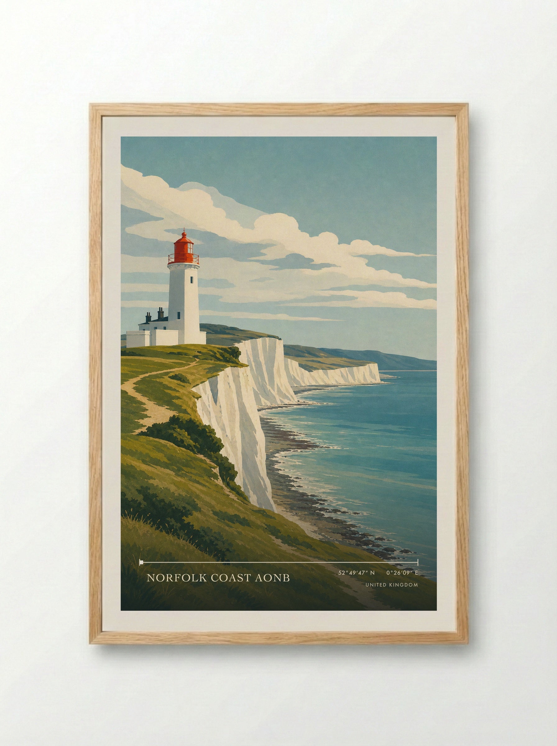 Norfolk Coast AONB United Kingdom Travel Poster - Framed Print Wood
