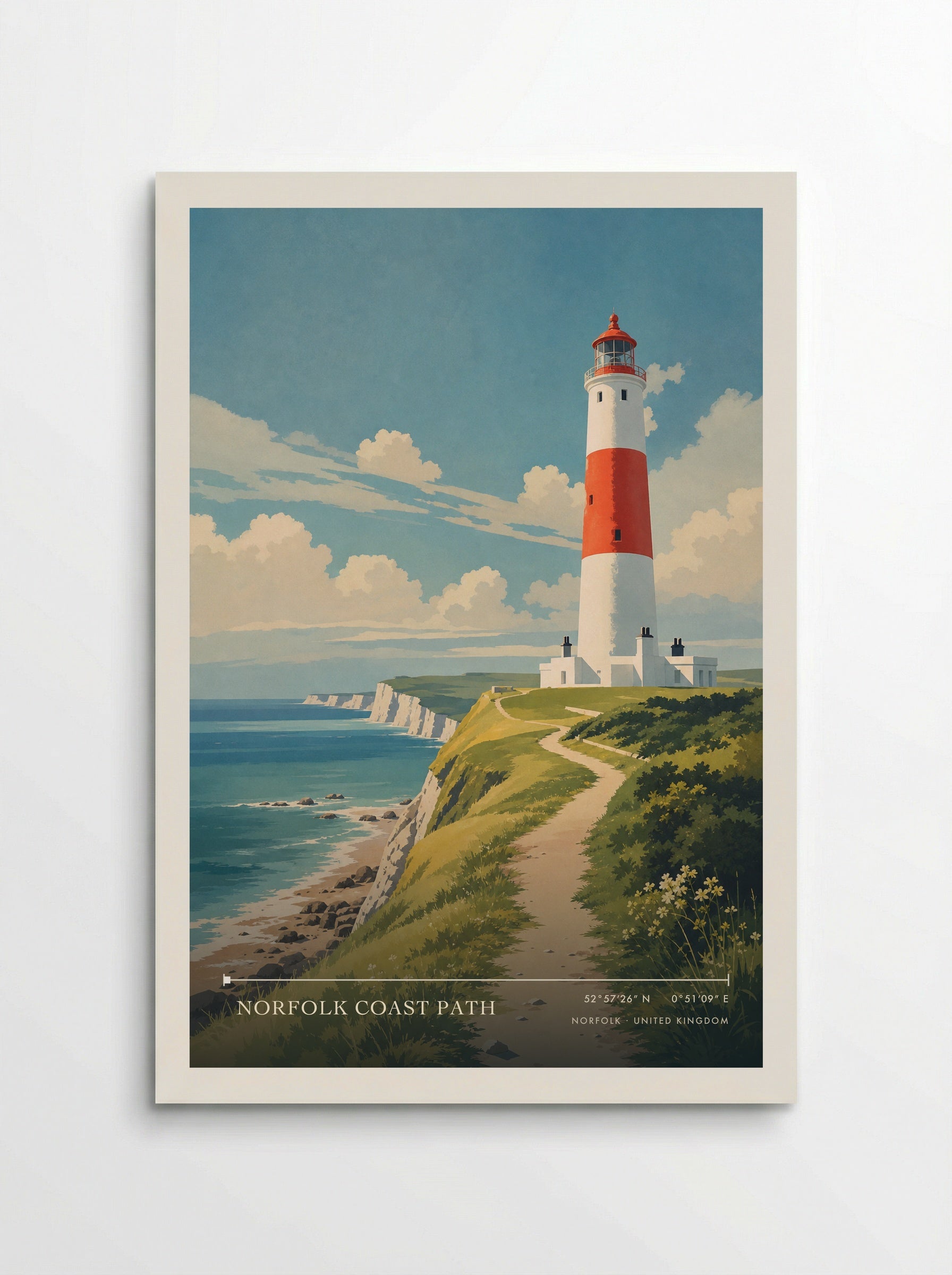 Norfolk Coast Path United Kingdom Travel Poster - Poster