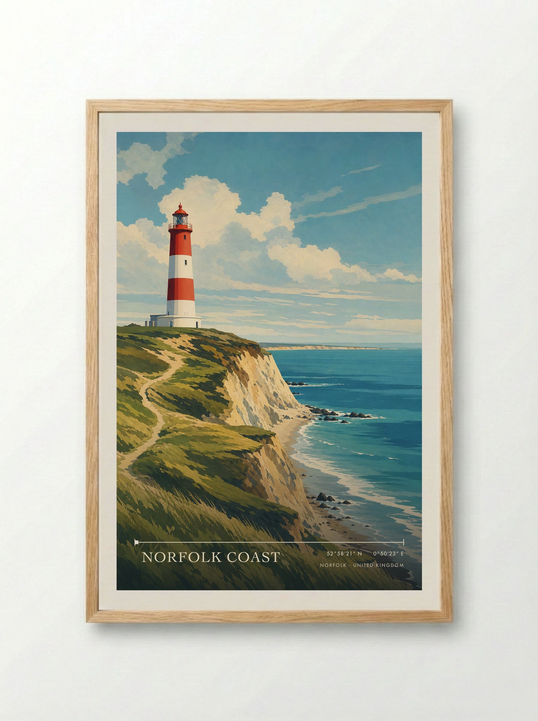 Norfolk Coast United Kingdom Travel Poster - Framed Print Wood