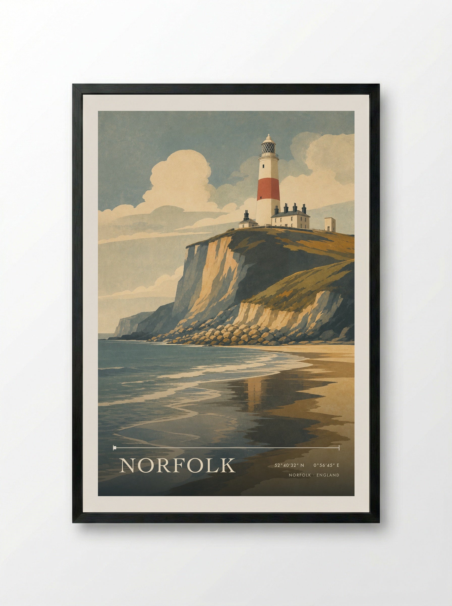 Norfolk England Travel Poster - Framed Print Black