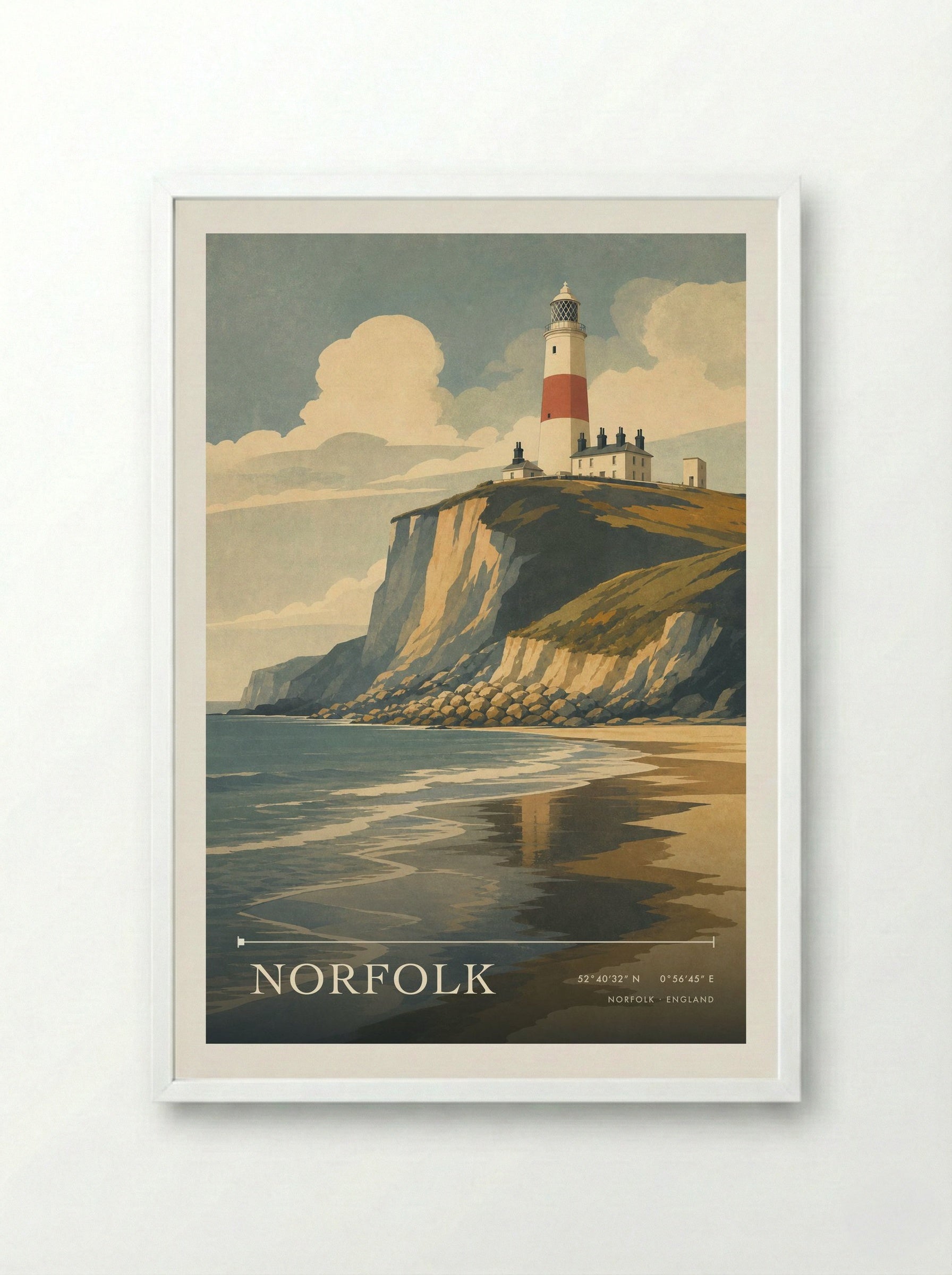 Norfolk England Travel Poster - Framed Print White