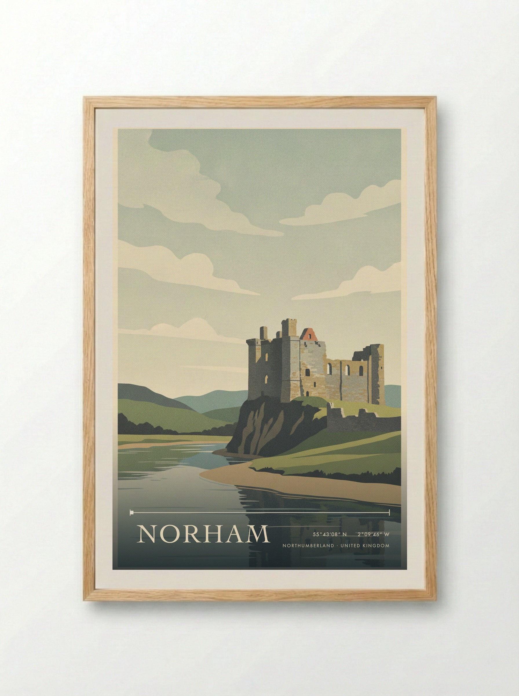 Norham Northumberland United Kingdom Travel Poster - Framed Print Wood