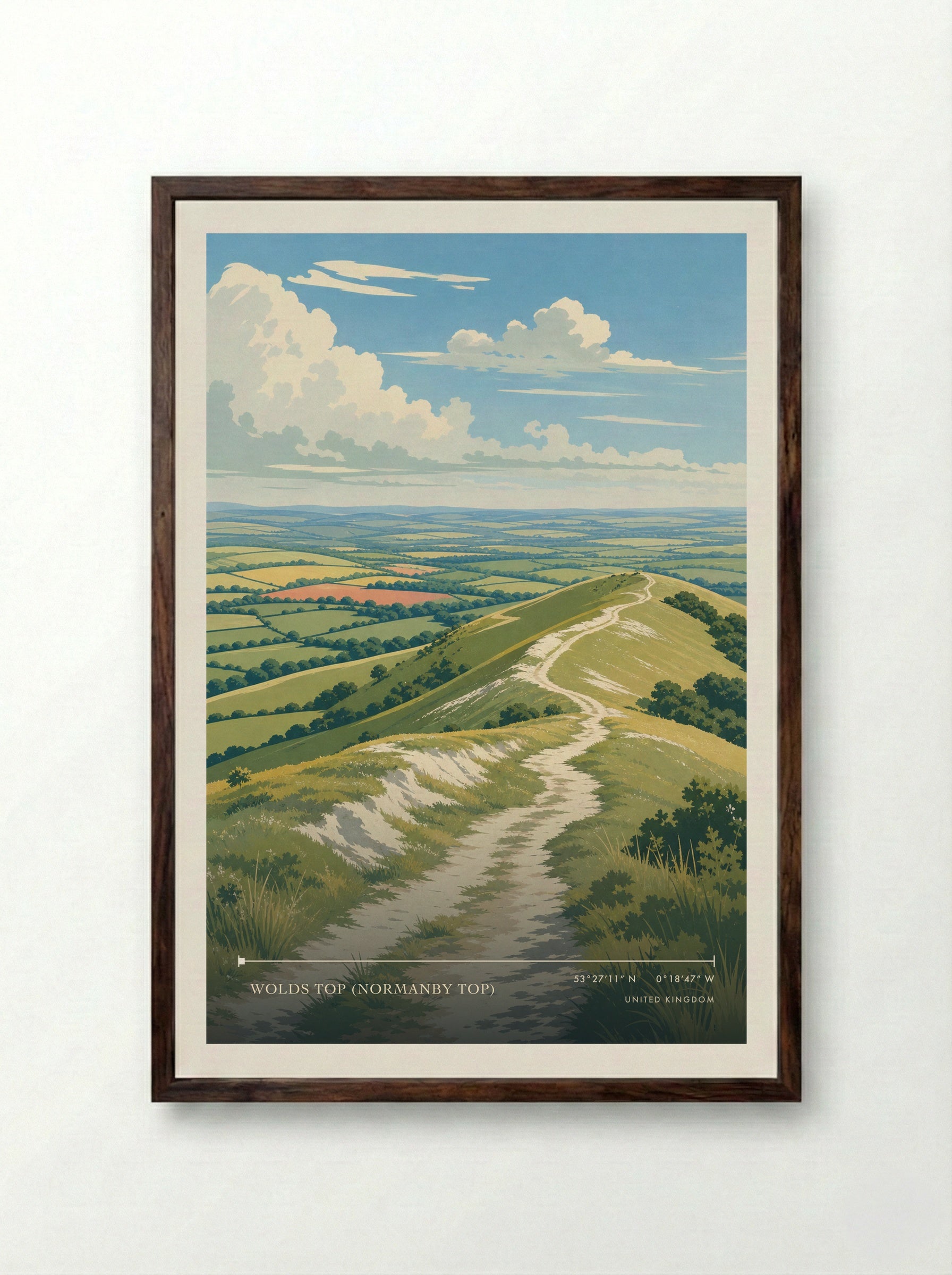 Normanby le Wold Top United Kingdom Travel Poster - Framed Print Dark Wood