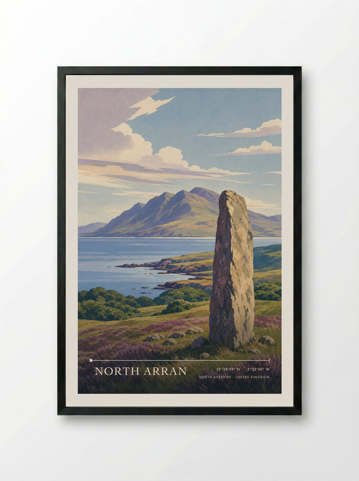 North Arran North Ayrshire United Kingdom Travel Poster - Framed Print Black