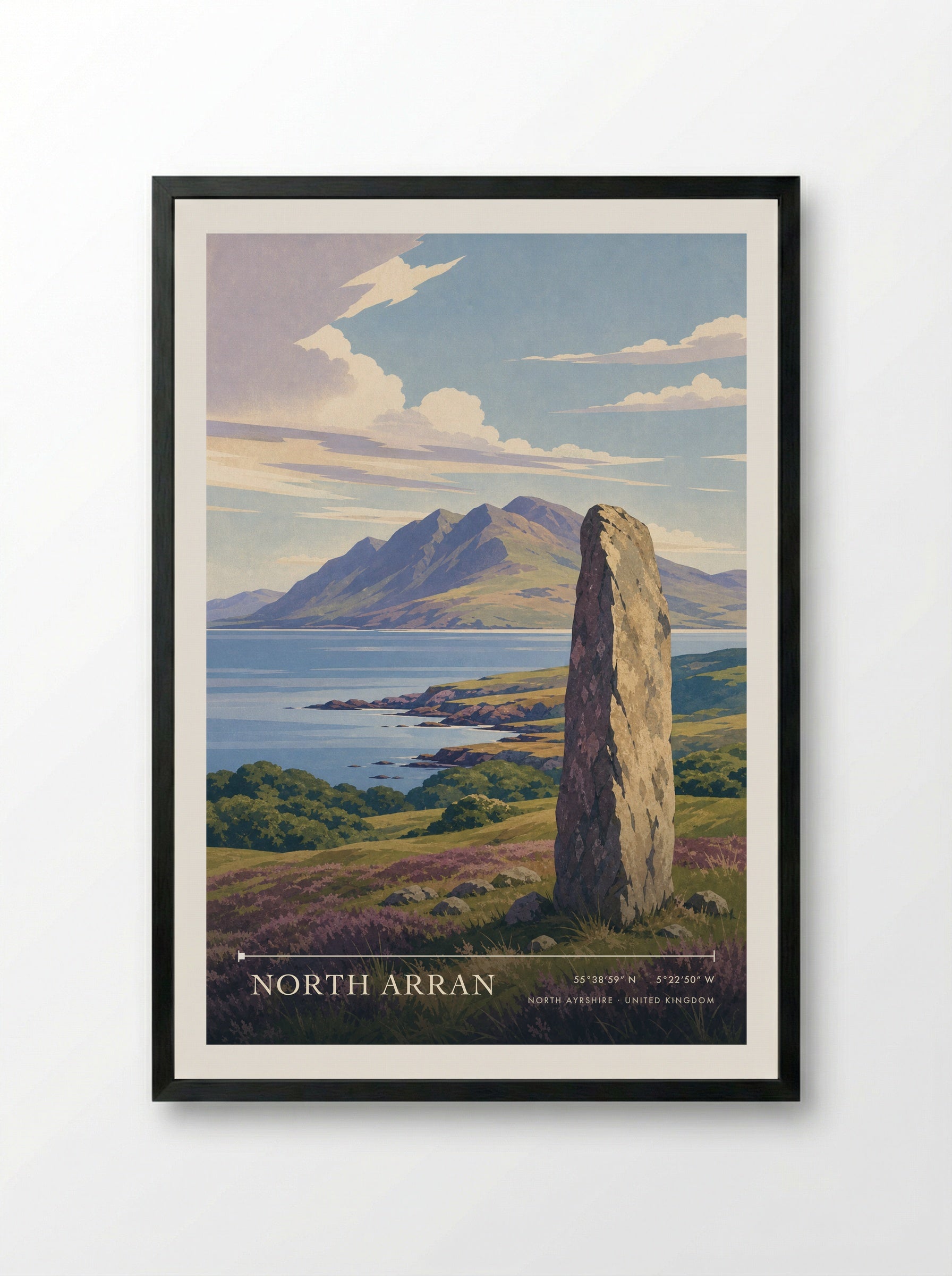 North Arran North Ayrshire United Kingdom Travel Poster - Framed Print Black