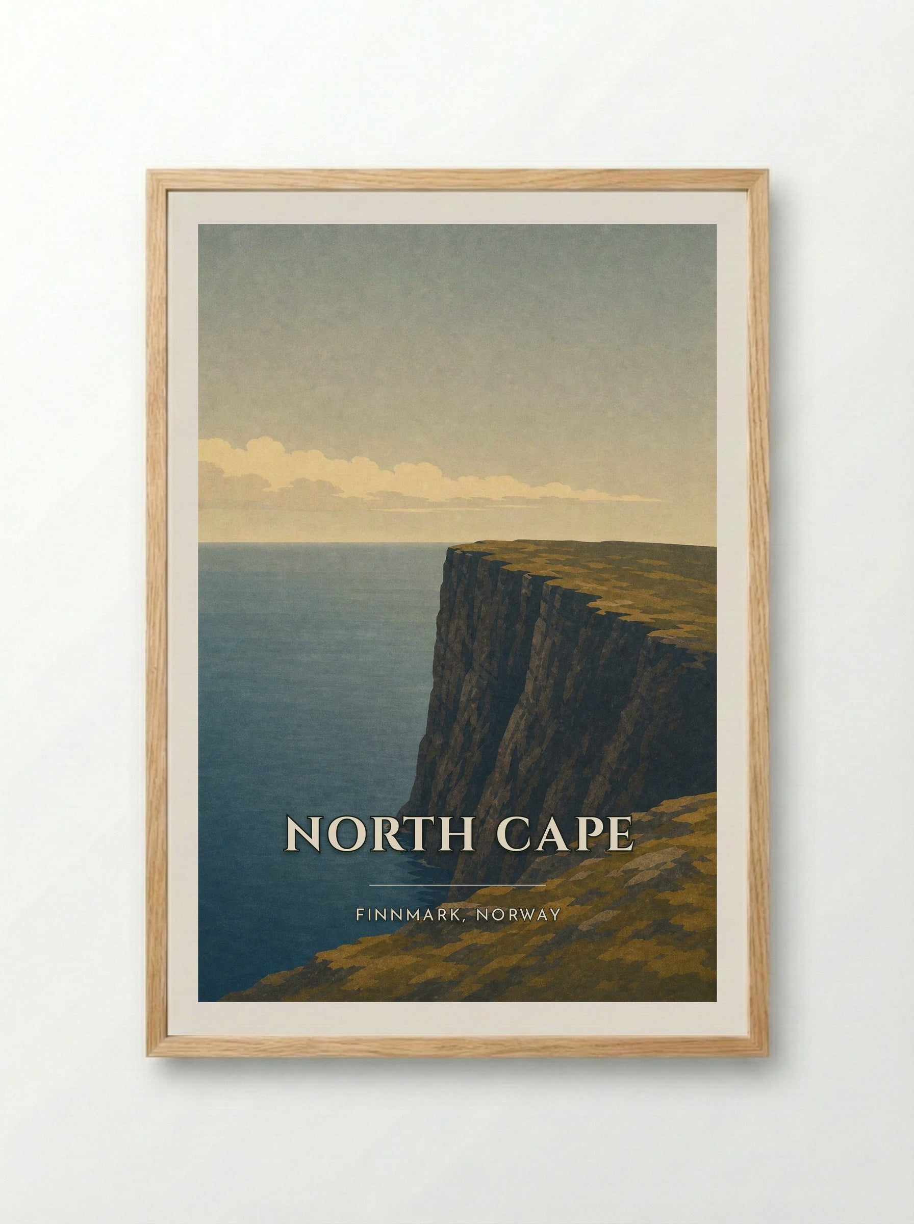 North Cape Travel Poster Artwork - Framed Print Wood