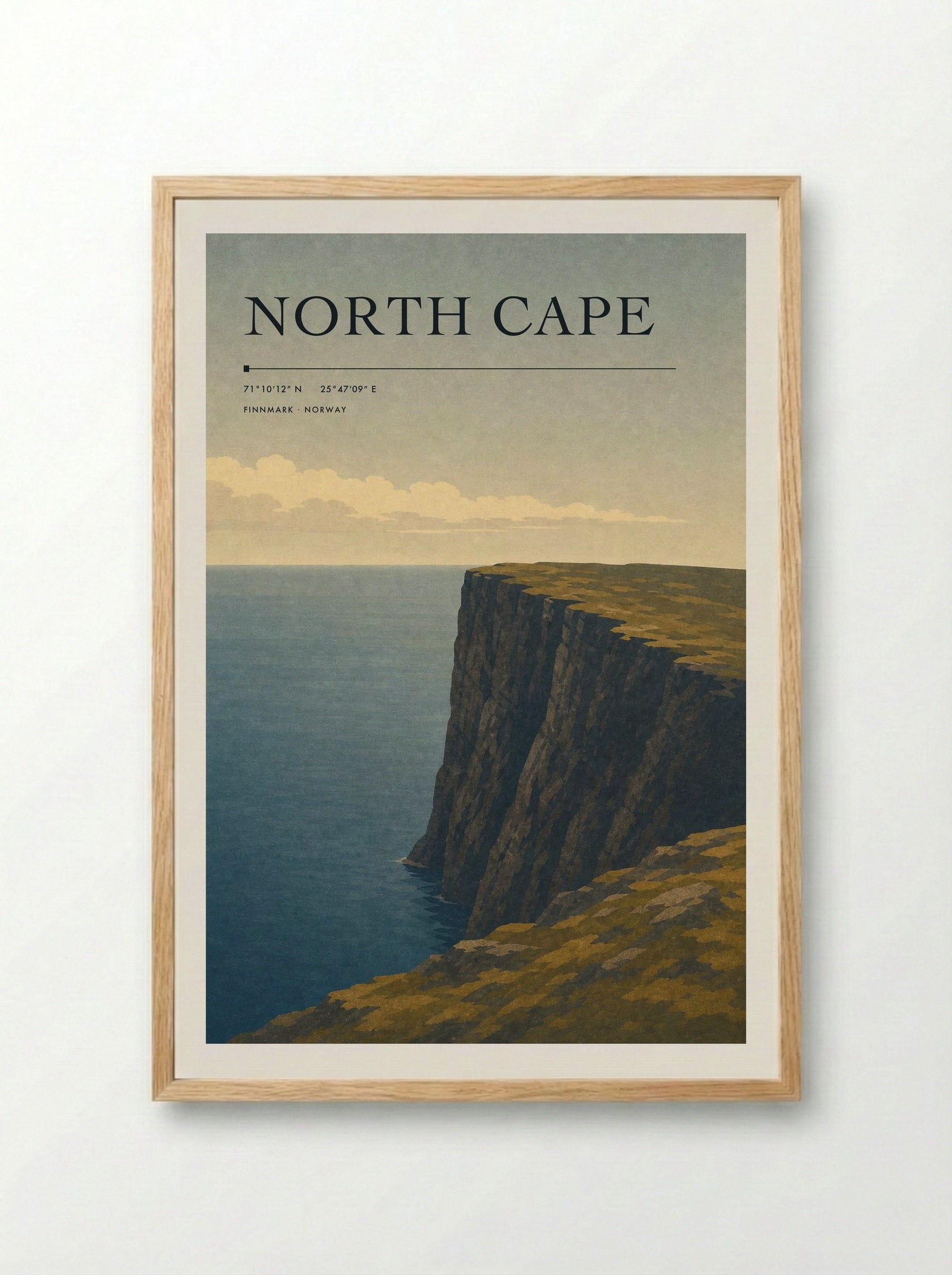 North Cape Travel Poster Artwork - Framed Print Wood