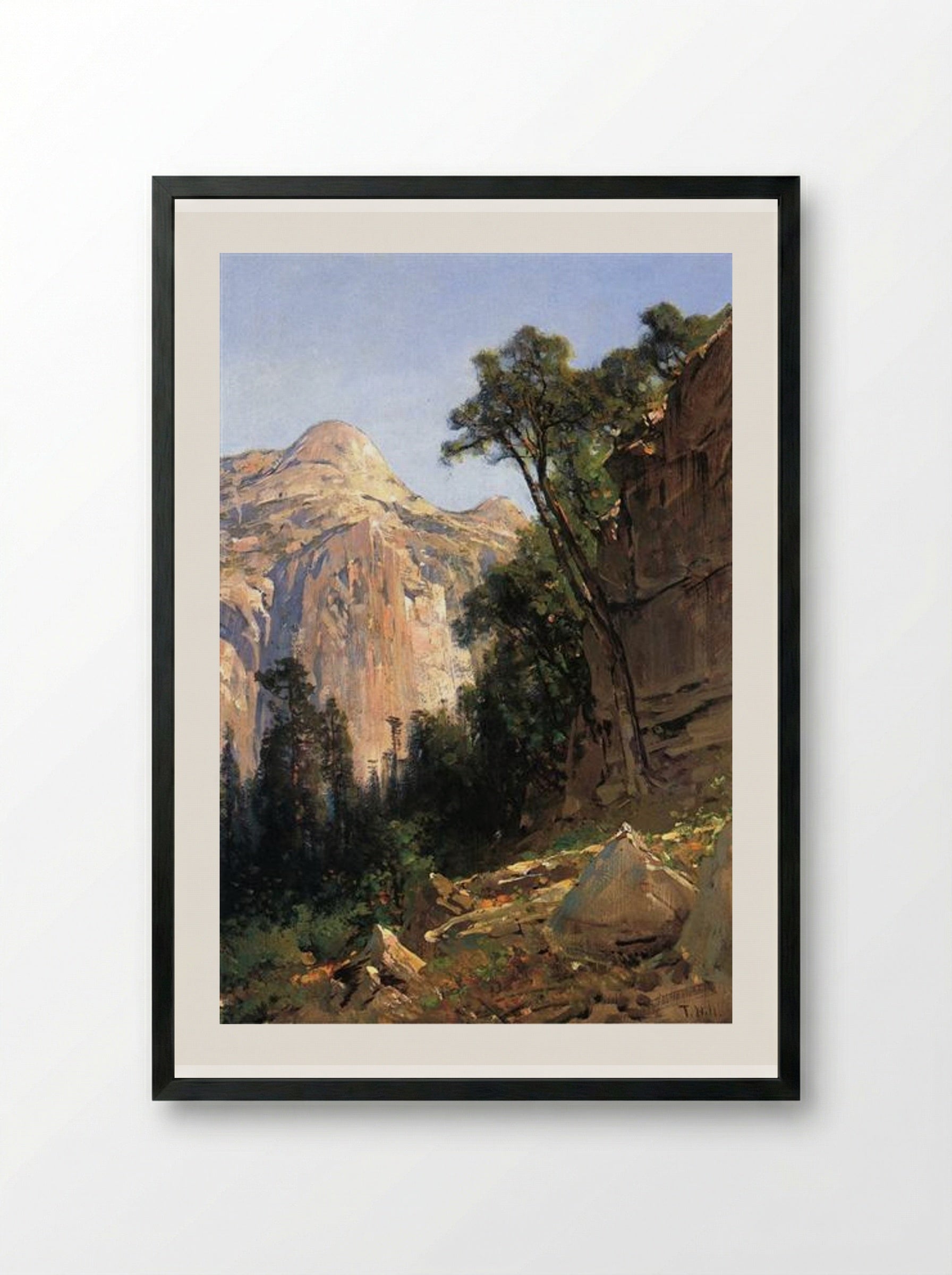 North Dome, Yosemite Valley - Thomas Hill - Framed Print Black