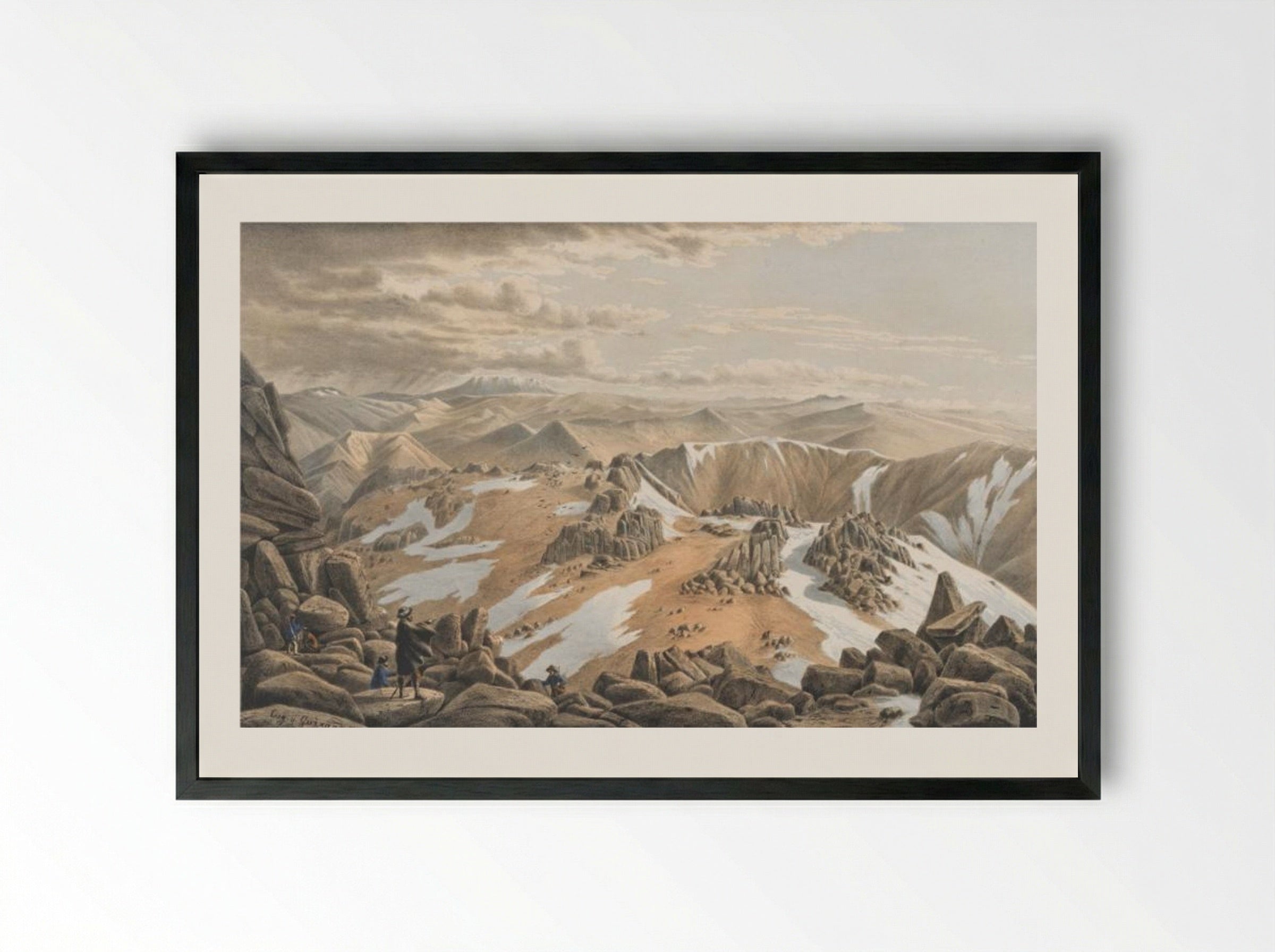 North East View from the Top of Mount Kosciusko - Eugene von Guerard - Framed Print Black