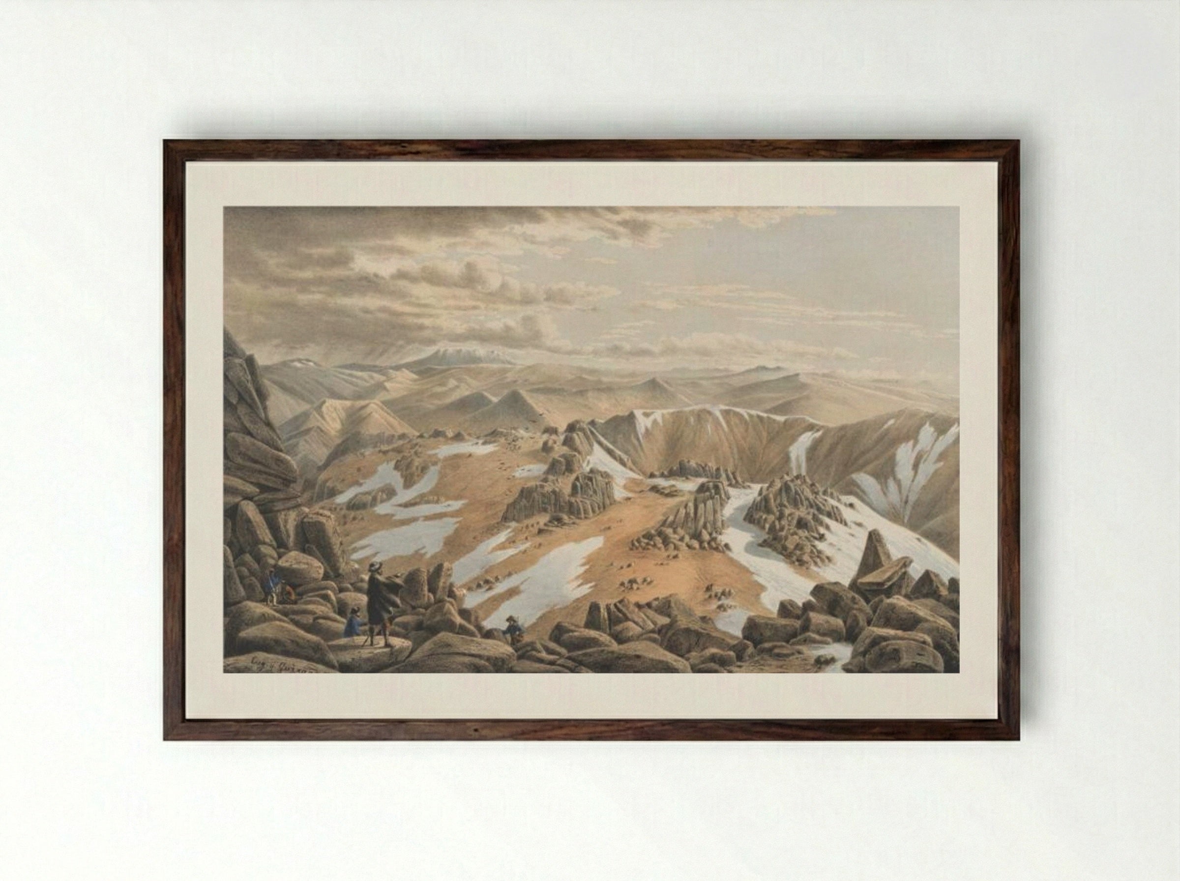 North East View from the Top of Mount Kosciusko - Eugene von Guerard - Framed Print Dark Wood