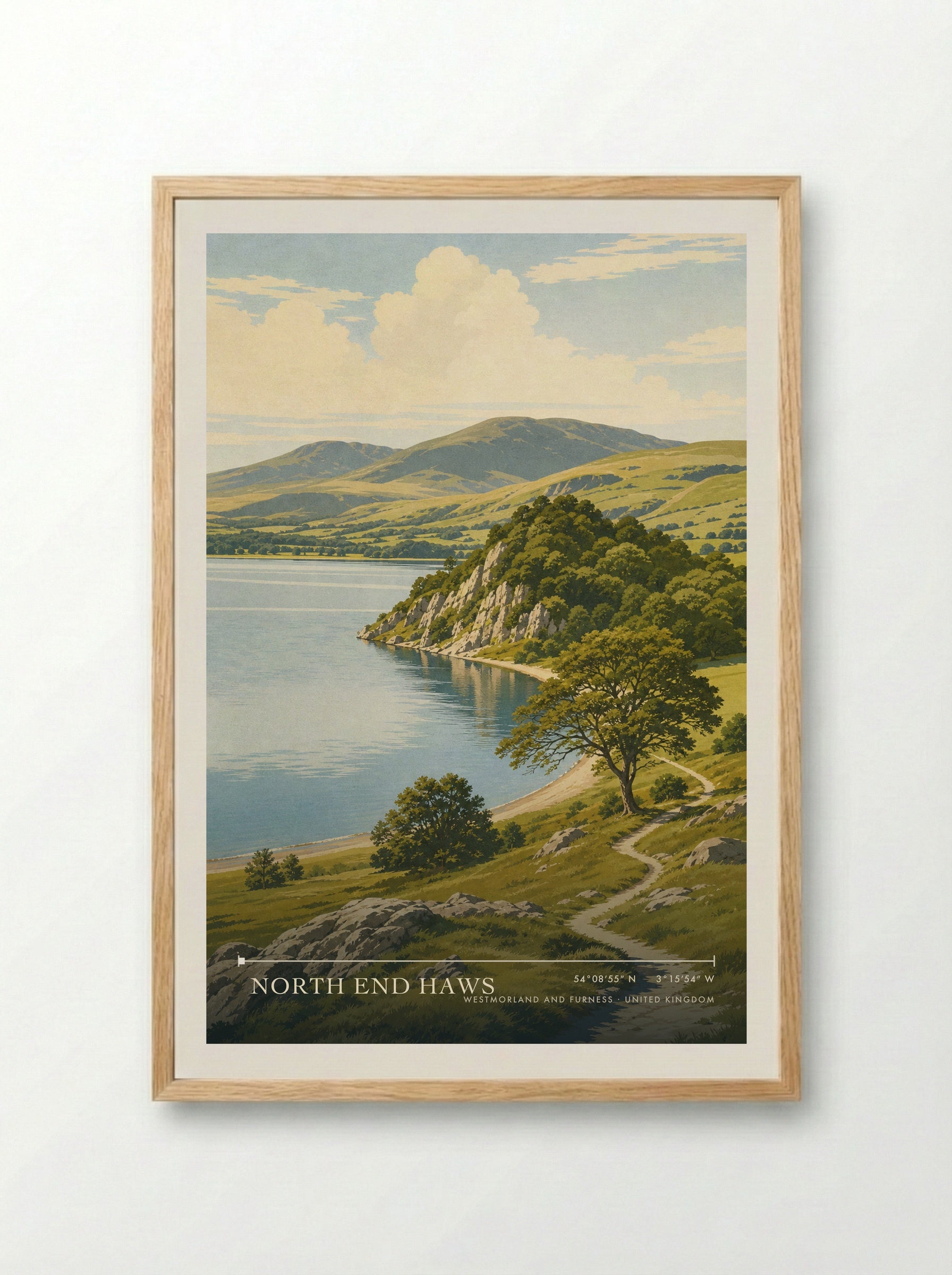 North End Haws Westmorland and Furness United Kingdom Travel Poster - Framed Print Wood