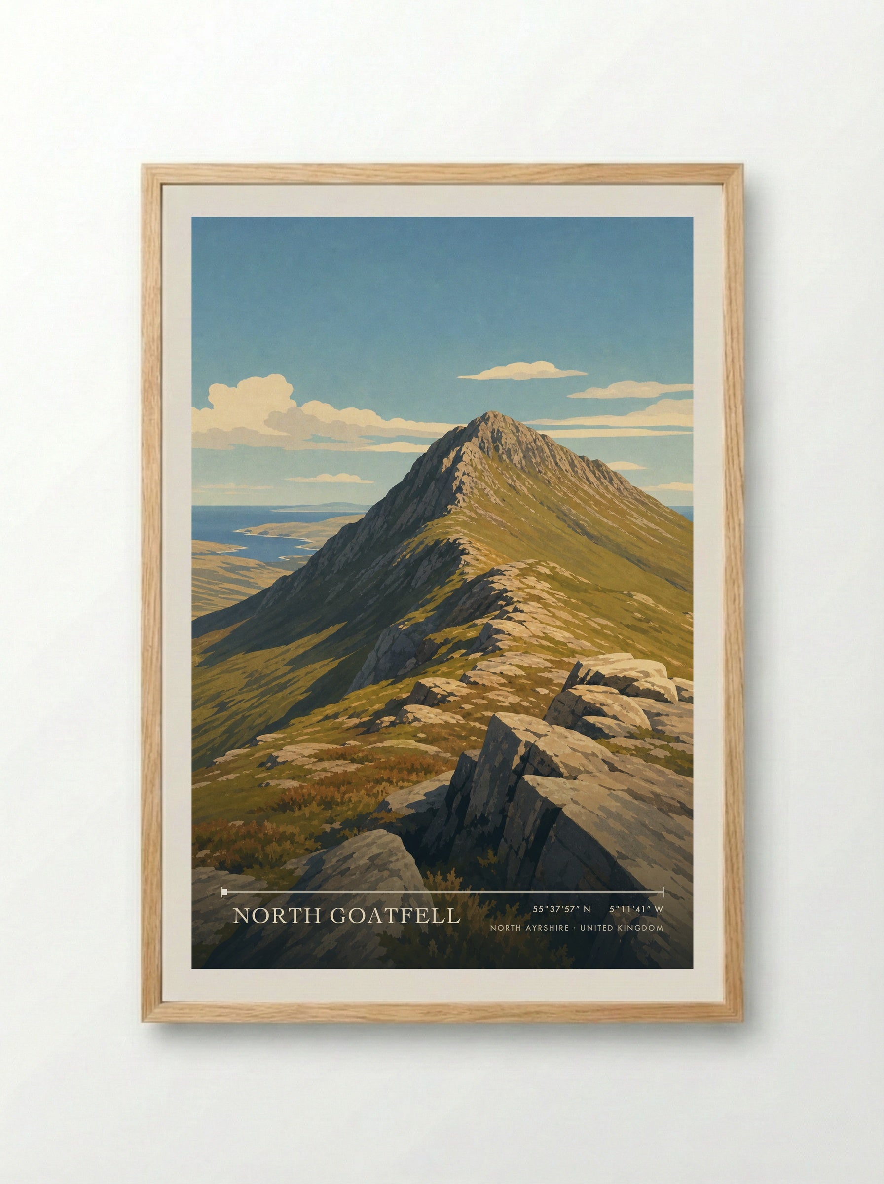 North Goatfell North Ayrshire United Kingdom Travel Poster - Framed Print Wood