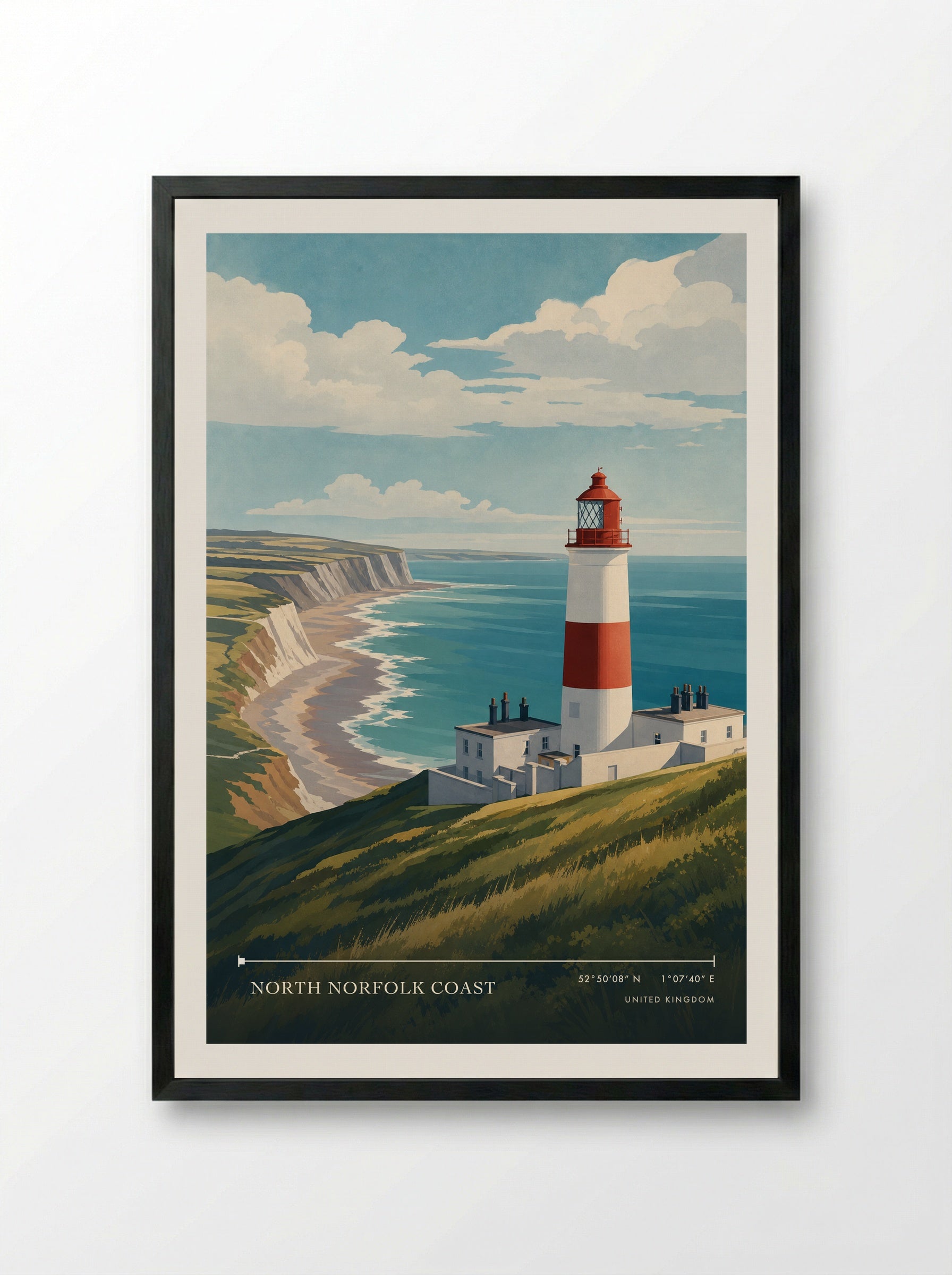 North Norfolk Coast United Kingdom Travel Poster - Framed Print Black