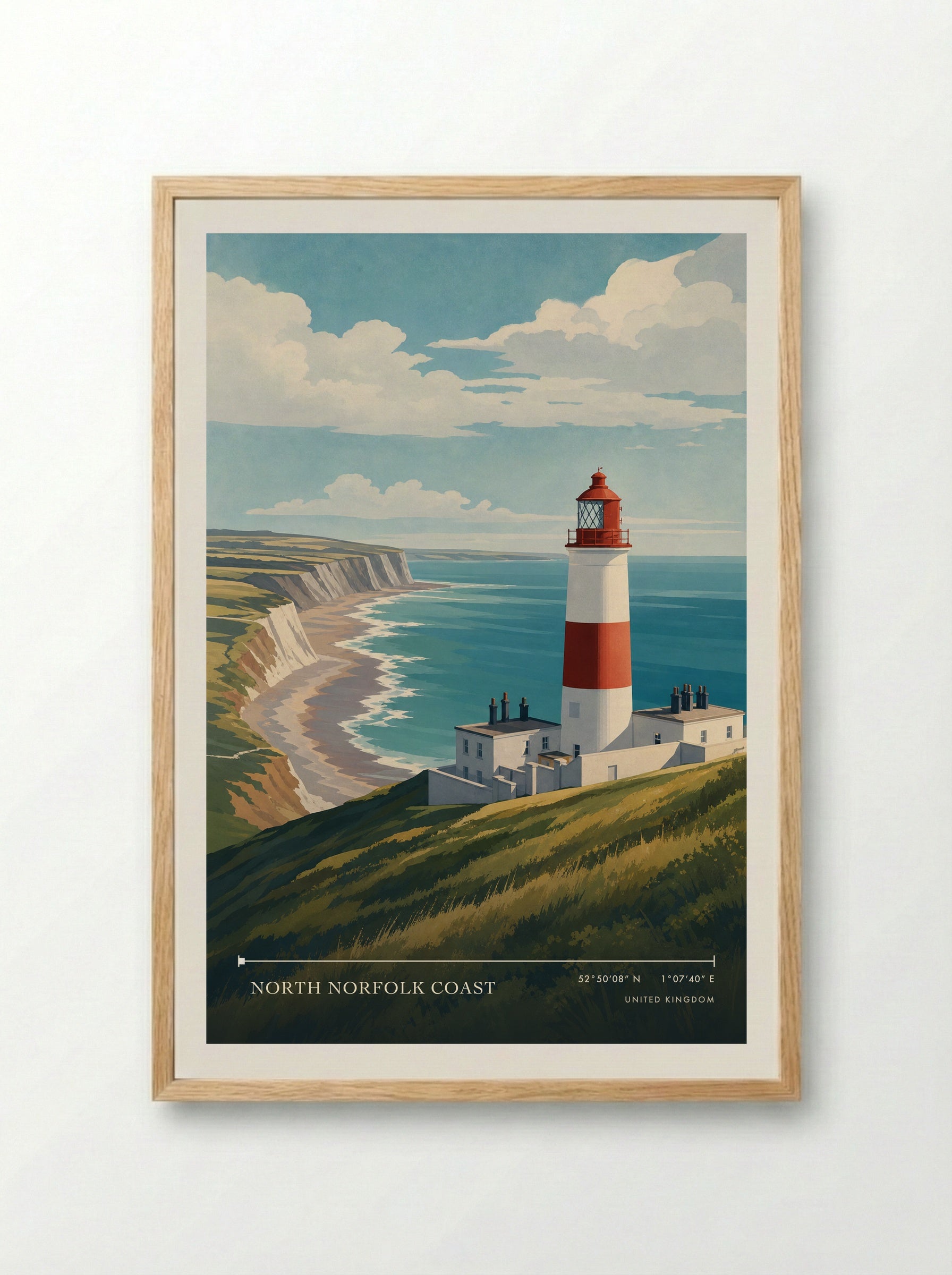 North Norfolk Coast United Kingdom Travel Poster - Framed Print Wood