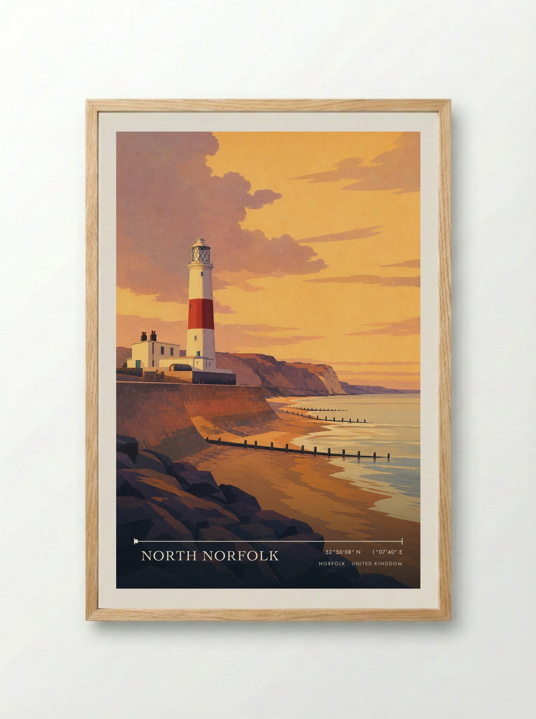 North Norfolk United Kingdom Travel Poster - Framed Print Wood
