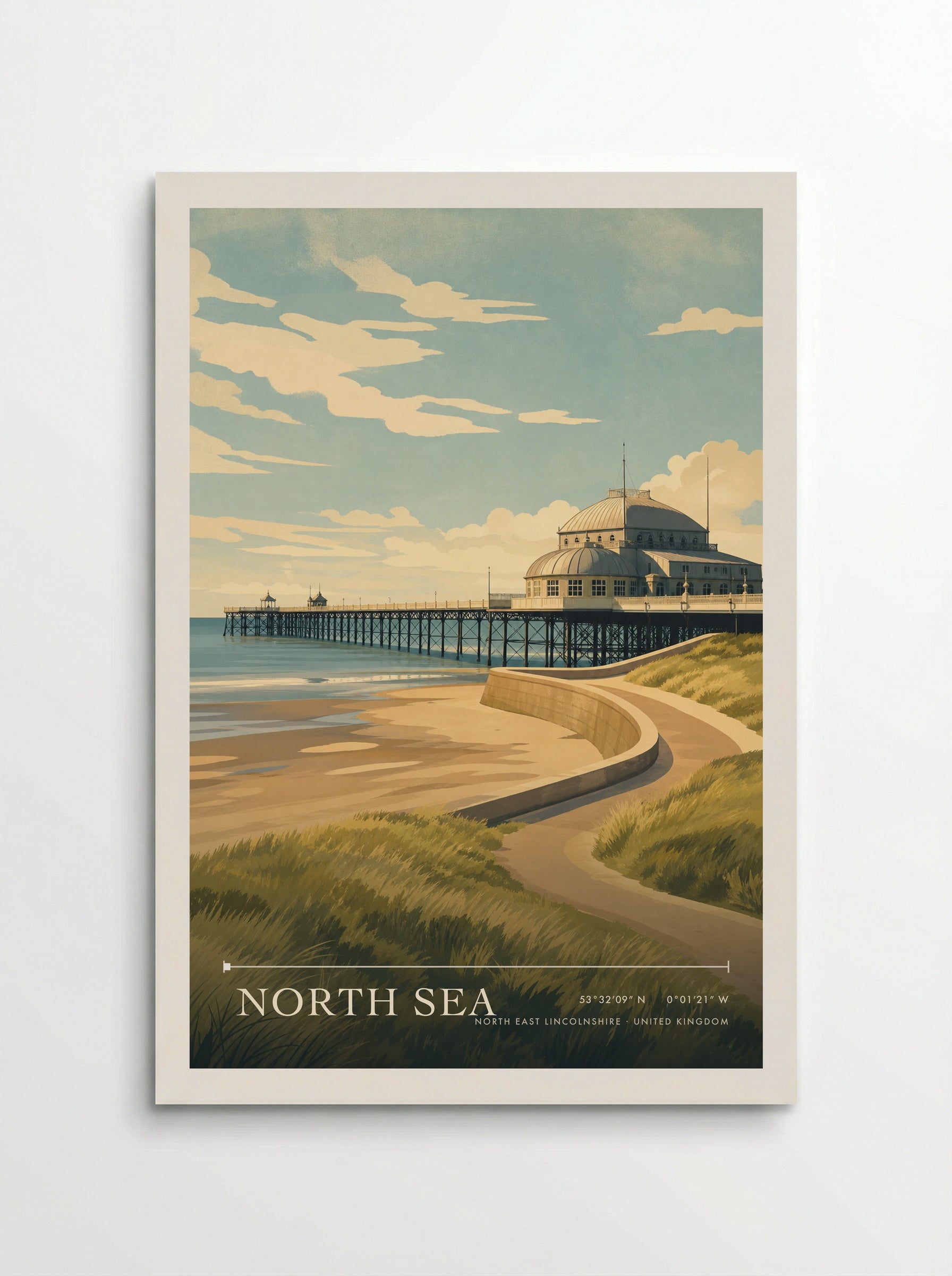 North Sea North East Lincolnshire United Kingdom Travel Poster - Poster
