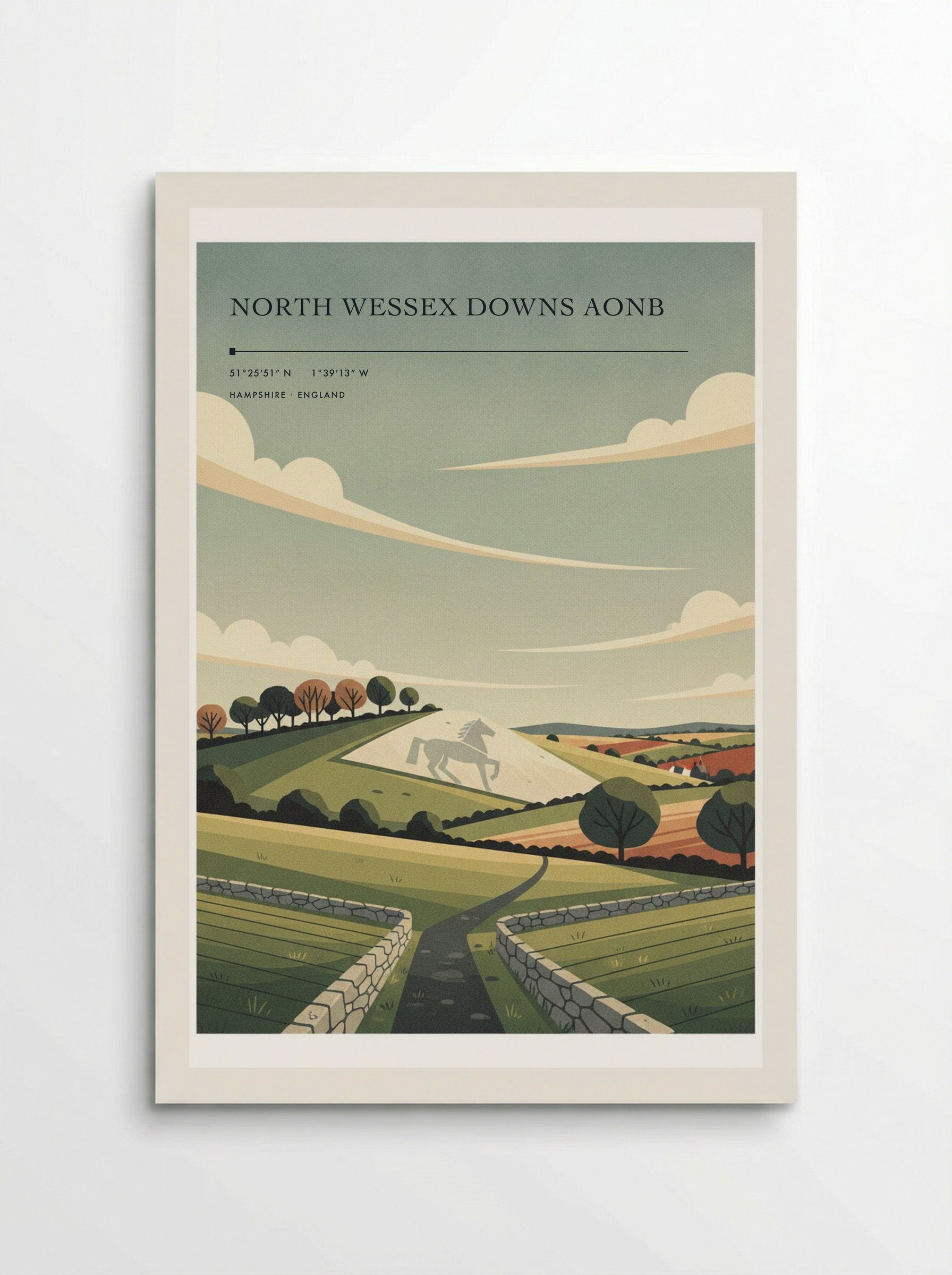 North Wessex Downs AONB Hampshire England Travel Poster - Poster