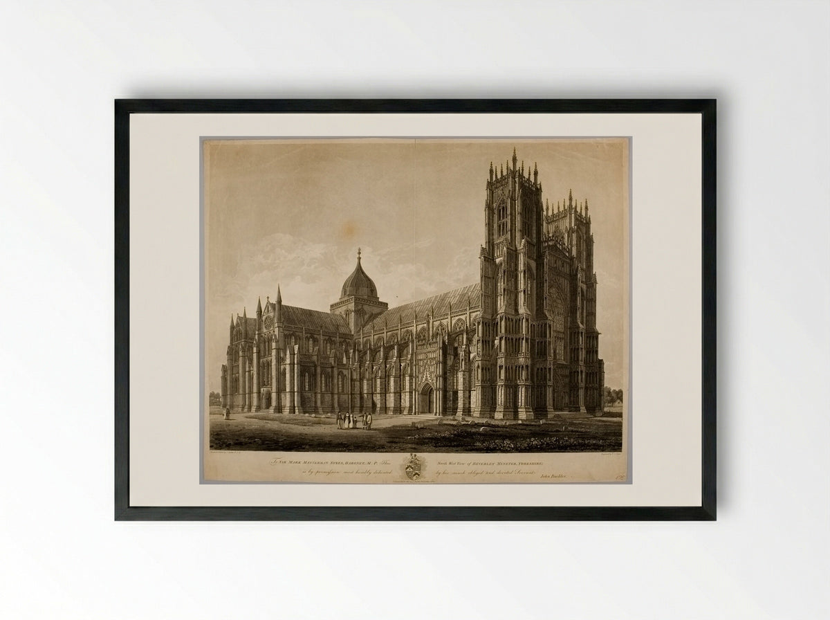 North West View of Beverley Minster, Yorkshire - Frederick Christian Lewis - Framed Print Black