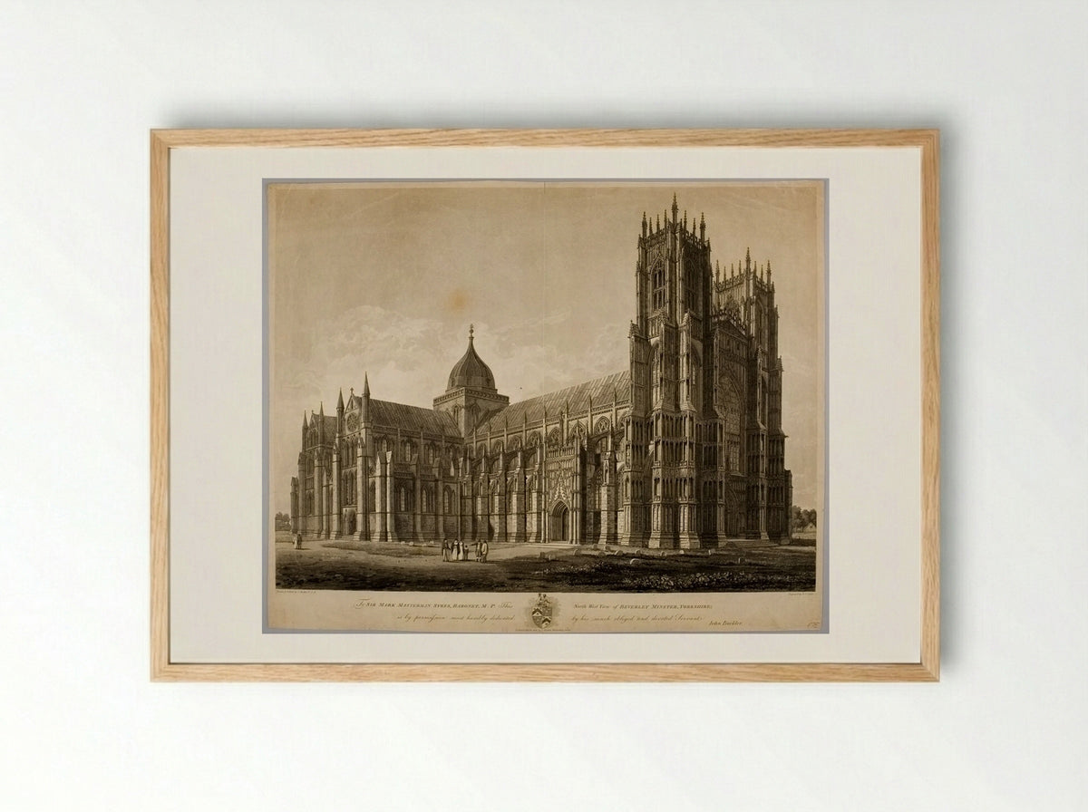 North West View of Beverley Minster, Yorkshire - Frederick Christian Lewis - Framed Print Wood