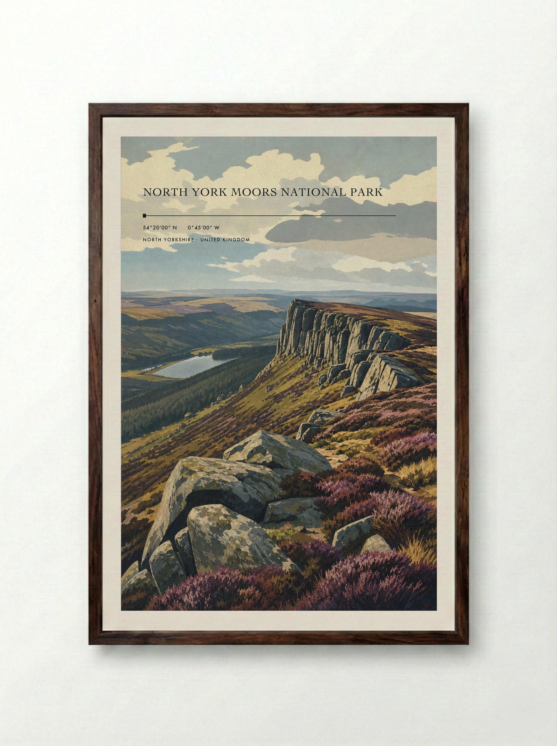 North York Moors National Park North Yorkshire United Kingdom Travel Poster - Framed Print Dark Wood