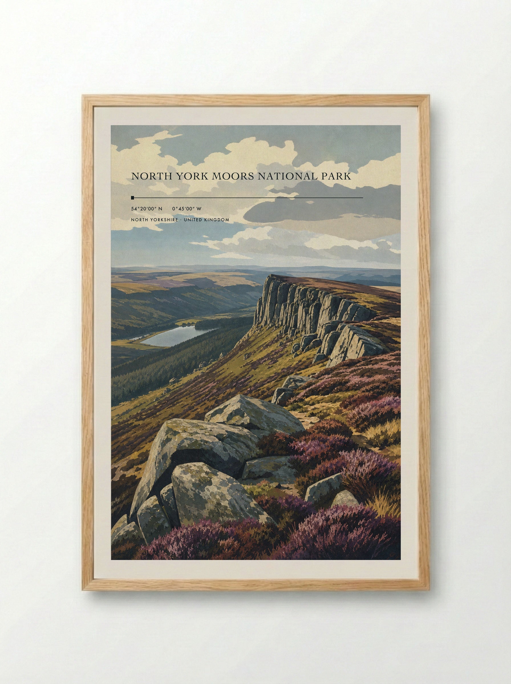 North York Moors National Park North Yorkshire United Kingdom Travel Poster - Framed Print Wood