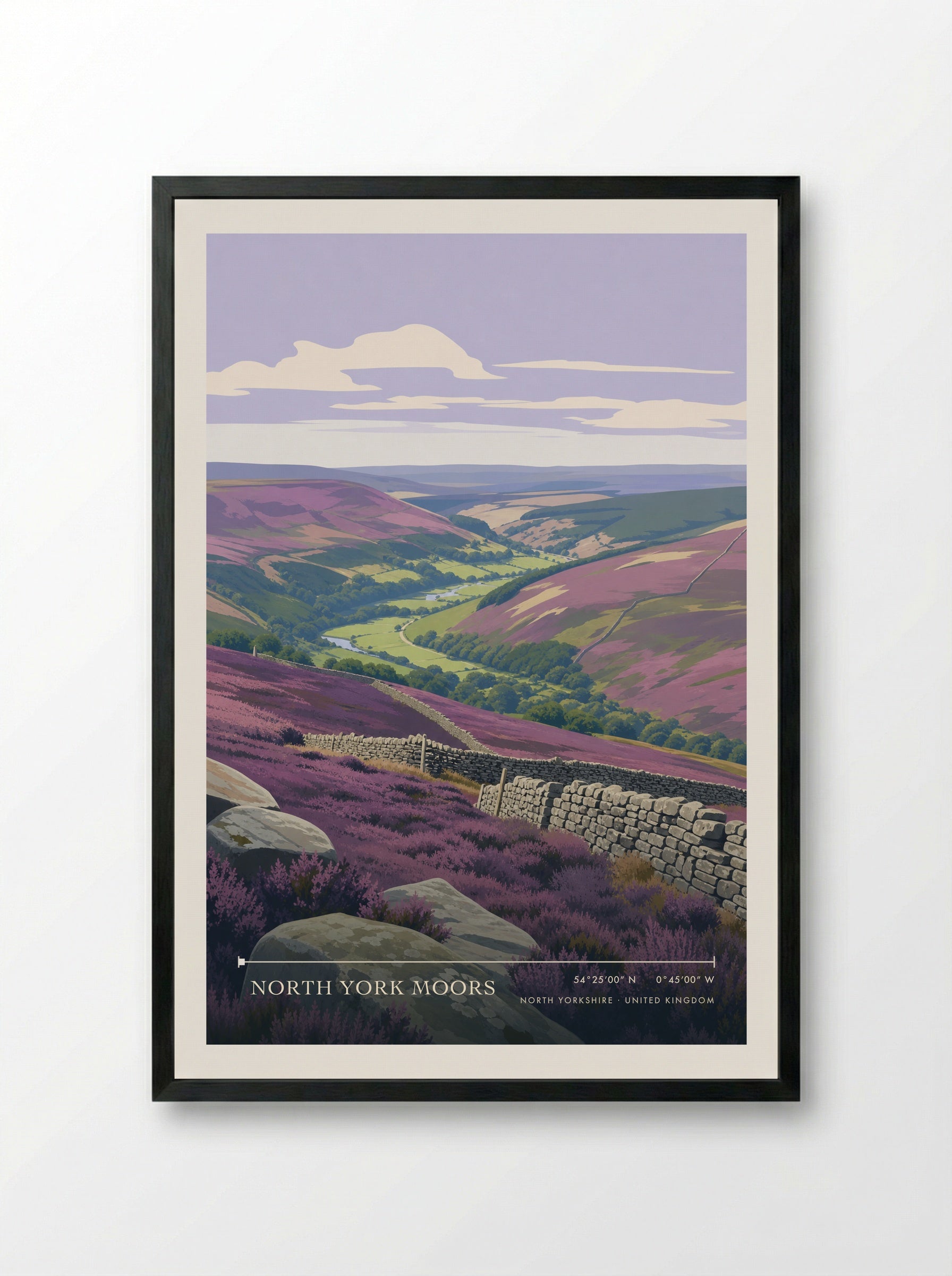 North York Moors North Yorkshire United Kingdom Travel Poster - Framed Print Black