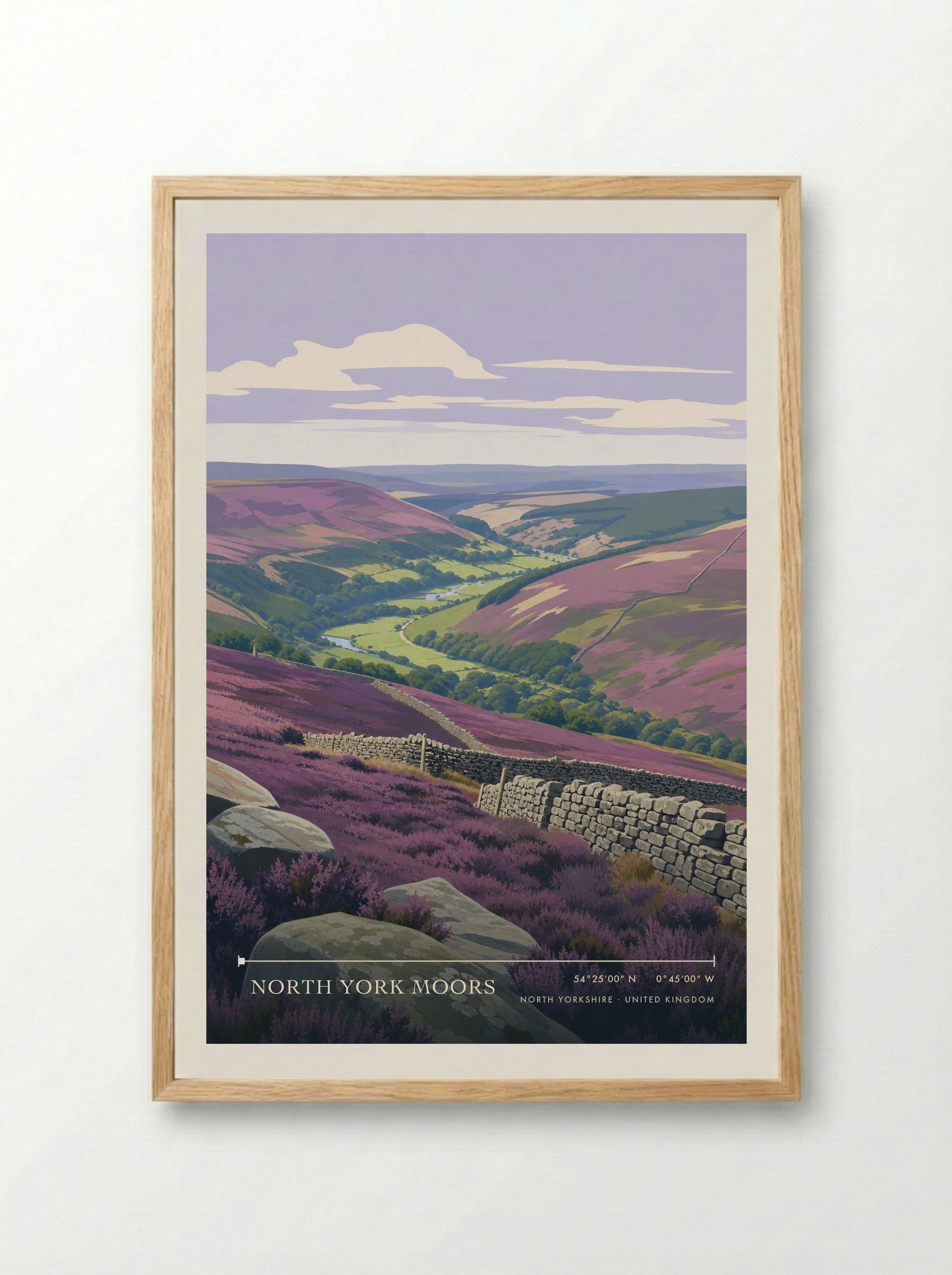 North York Moors North Yorkshire United Kingdom Travel Poster - Framed Print Wood