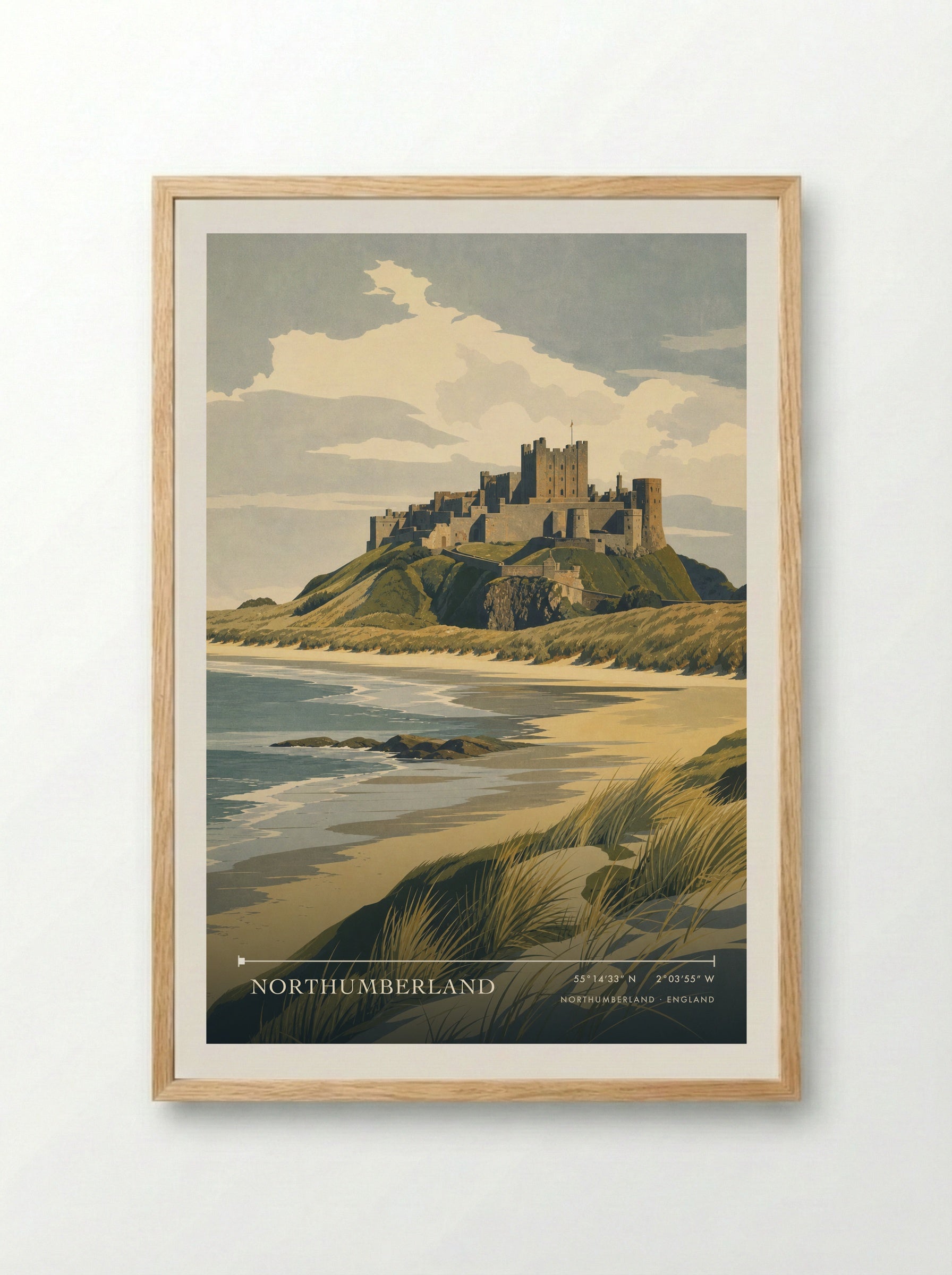 Northumberland England Travel Poster - Framed Print Wood